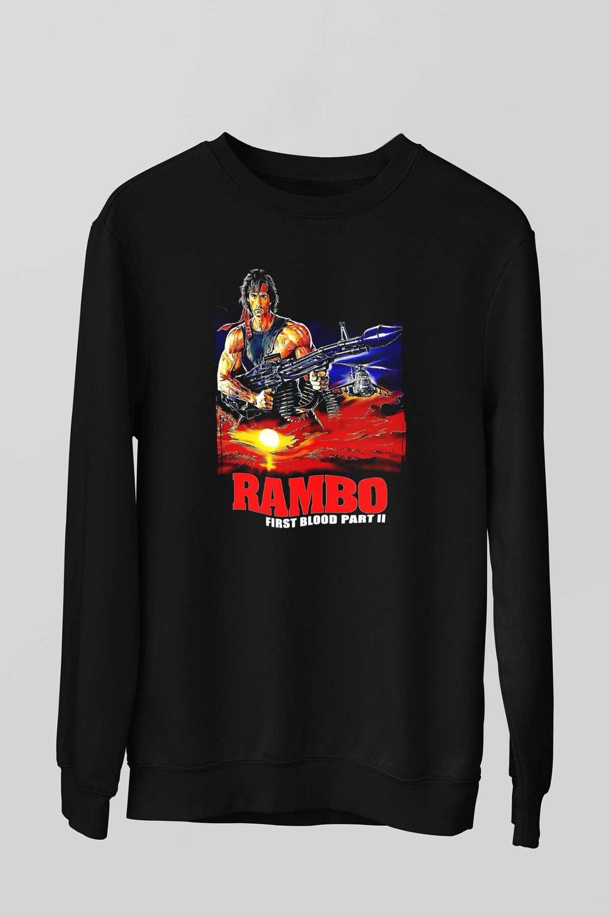 Rambo Siyah Unisex  Sweatshirt