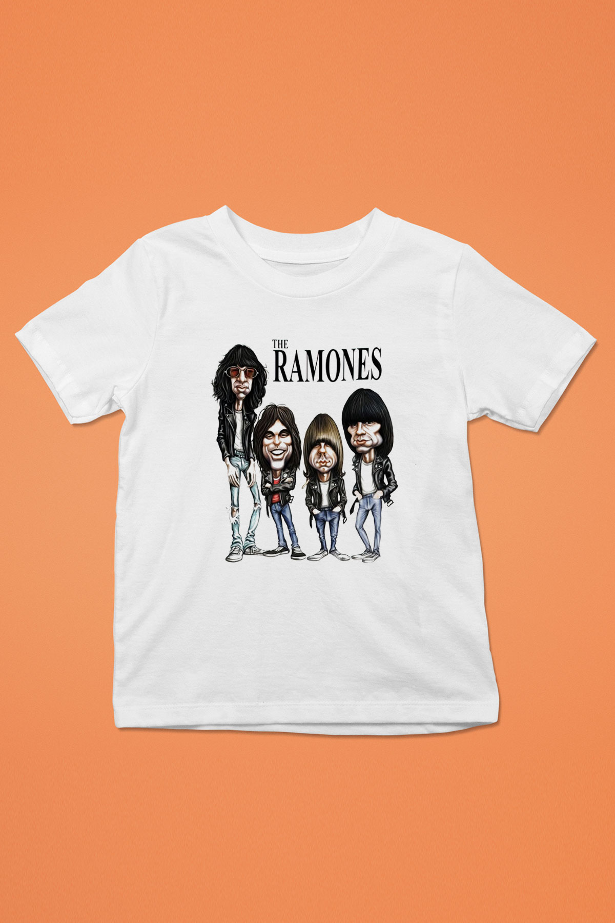 Ramones Baskılı Beyaz Unisex Çocuk Tişört