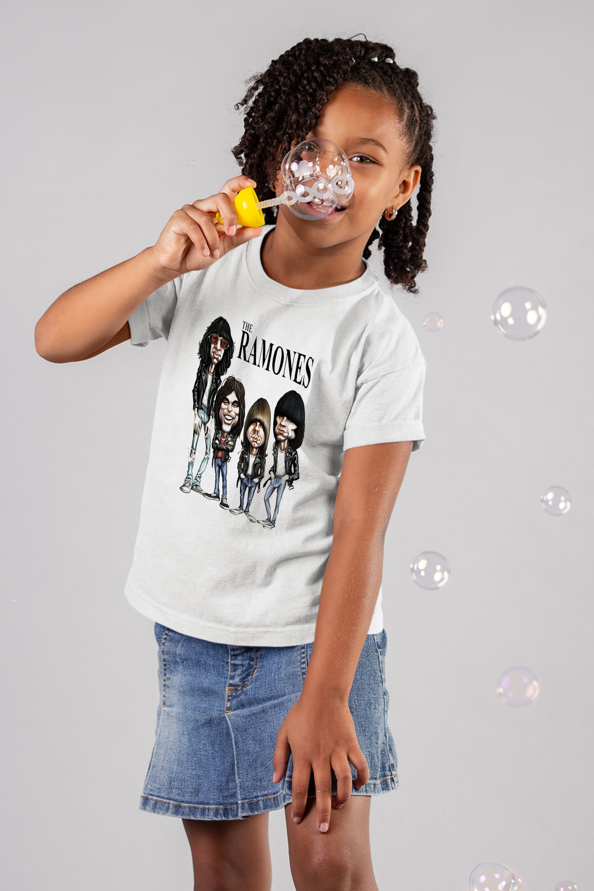 Ramones Baskılı Beyaz Unisex Çocuk Tişört