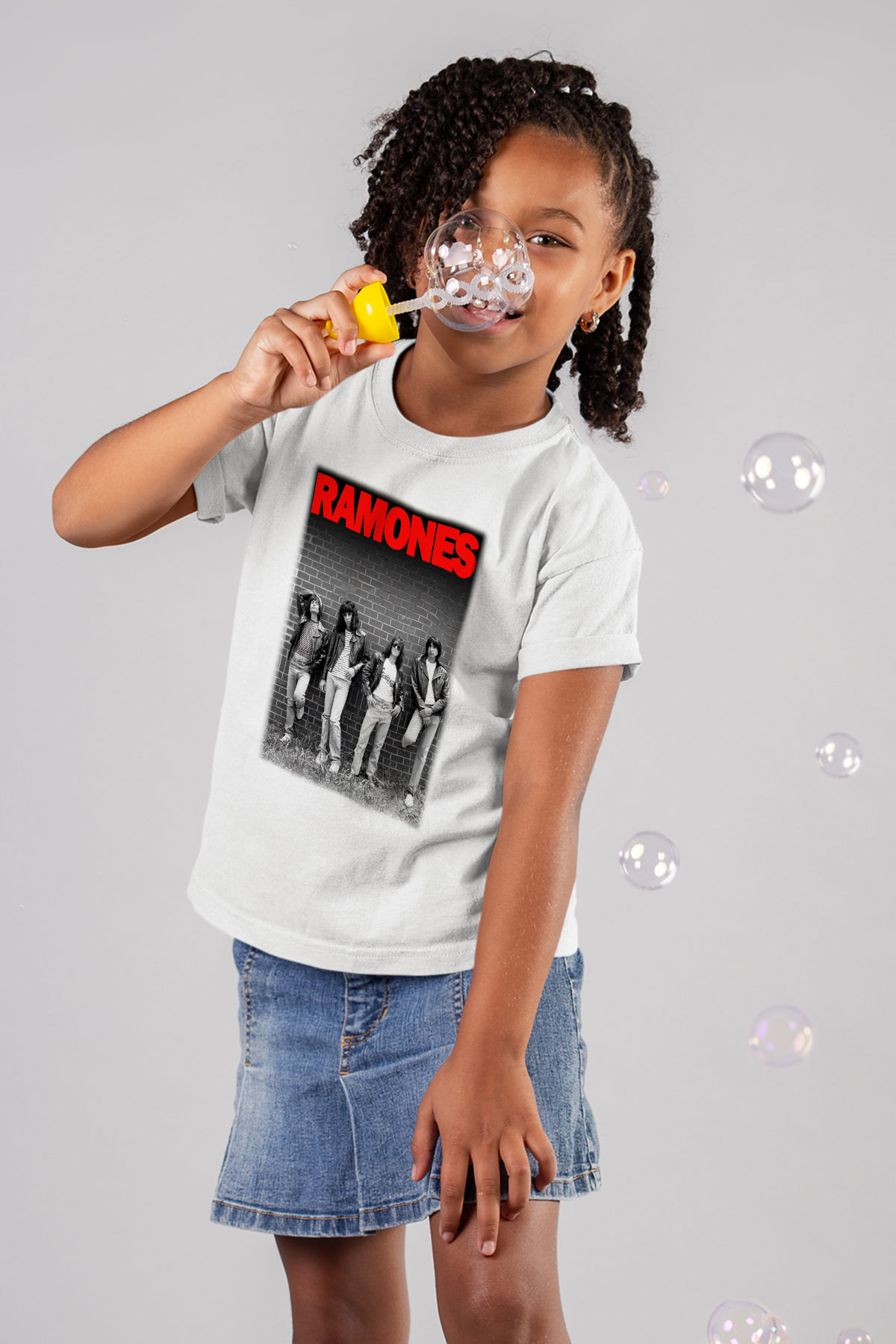 Ramones Baskılı Beyaz Unisex Çocuk Tişört