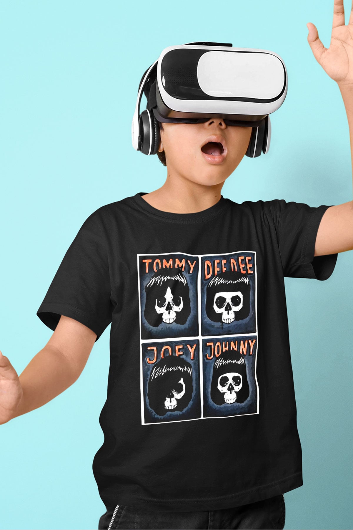 Ramones Baskılı Siyah Unisex Çocuk Tişört