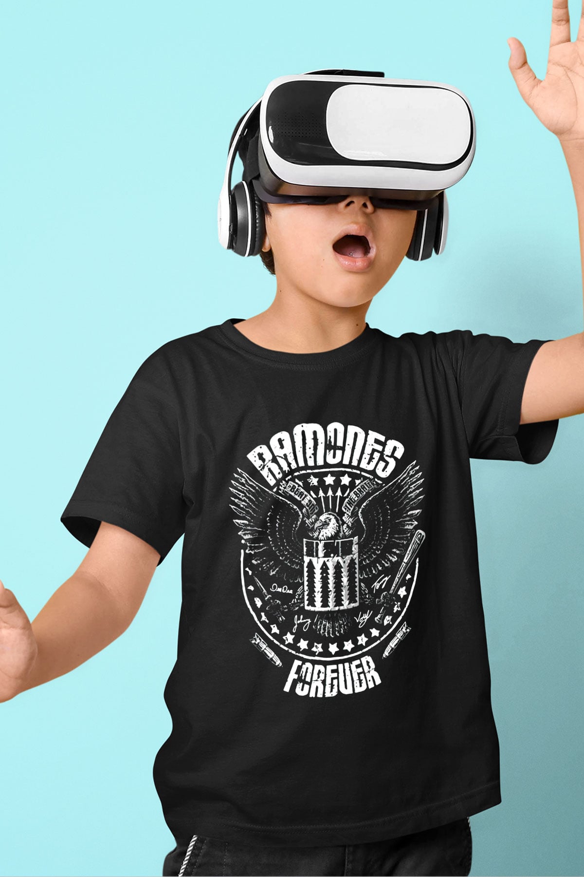 Ramones Baskılı Siyah Unisex Çocuk Tişört