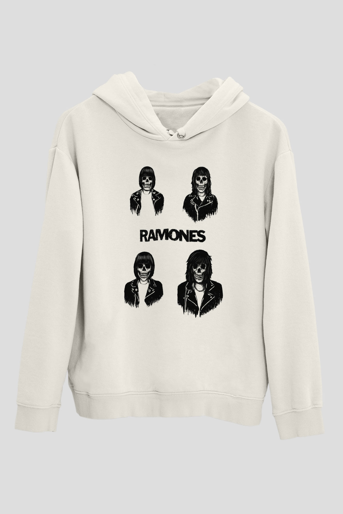 Ramones Beyaz Unisex Kapşonlu Sweatshirt