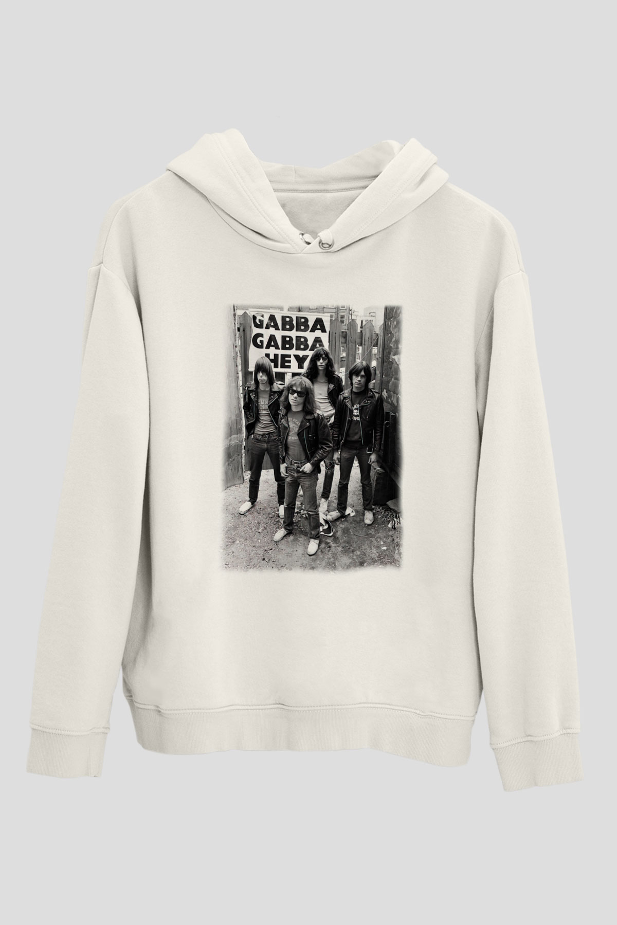 Ramones Beyaz Unisex Kapşonlu Sweatshirt