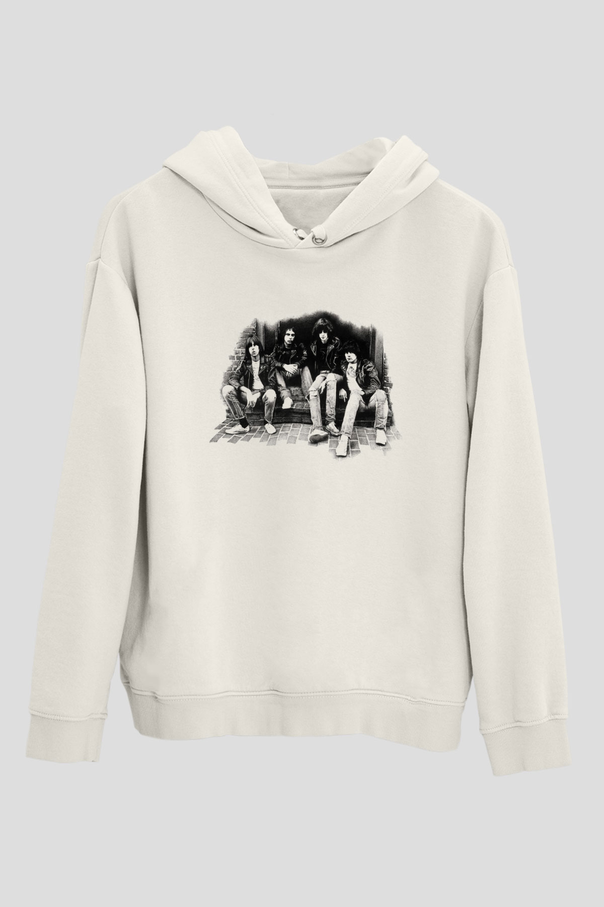 Ramones Beyaz Unisex Kapşonlu Sweatshirt