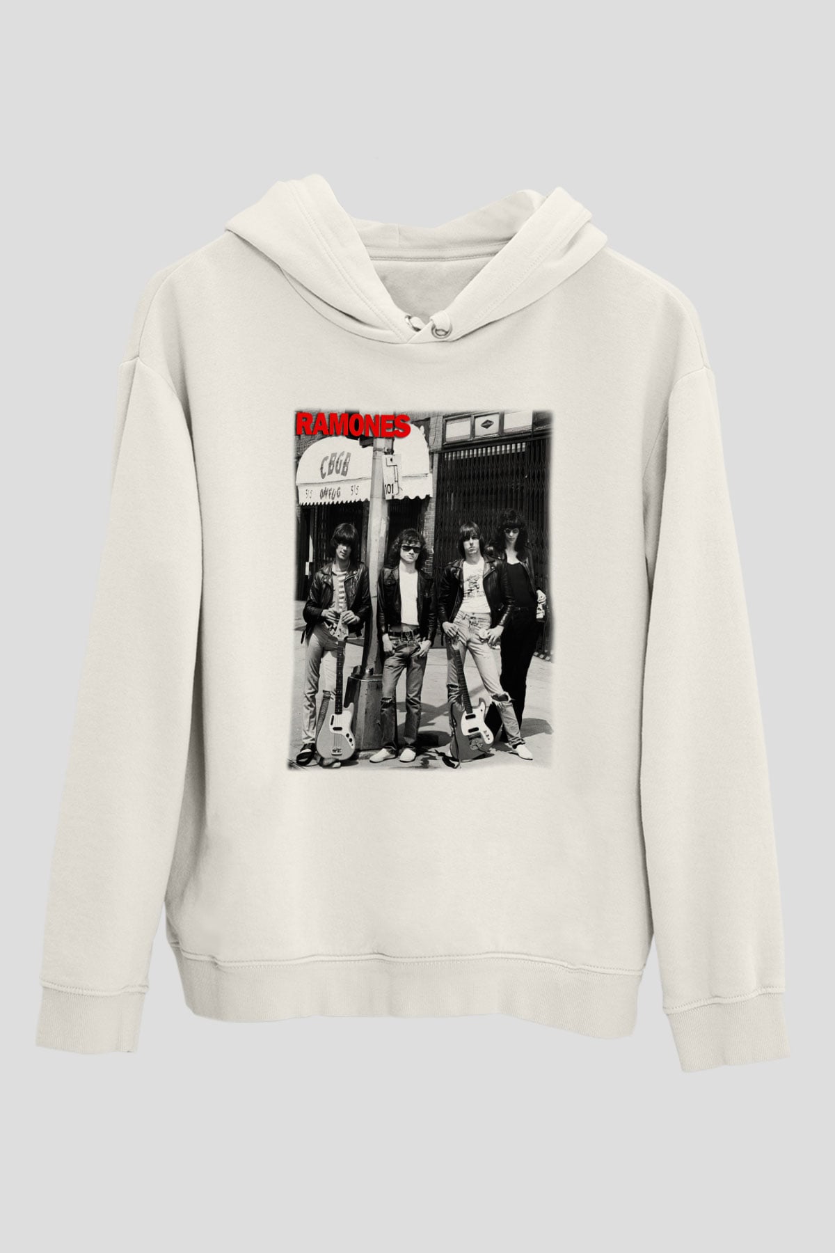 Ramones Beyaz Unisex Kapşonlu Sweatshirt