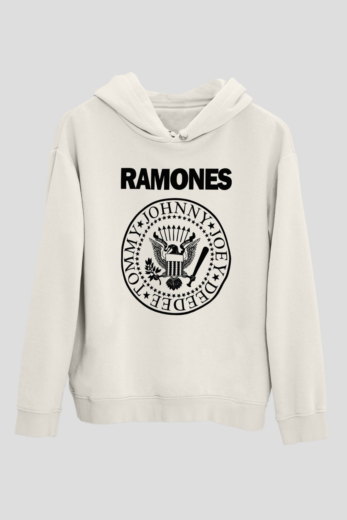 Ramones Beyaz Unisex Kapşonlu Sweatshirt
