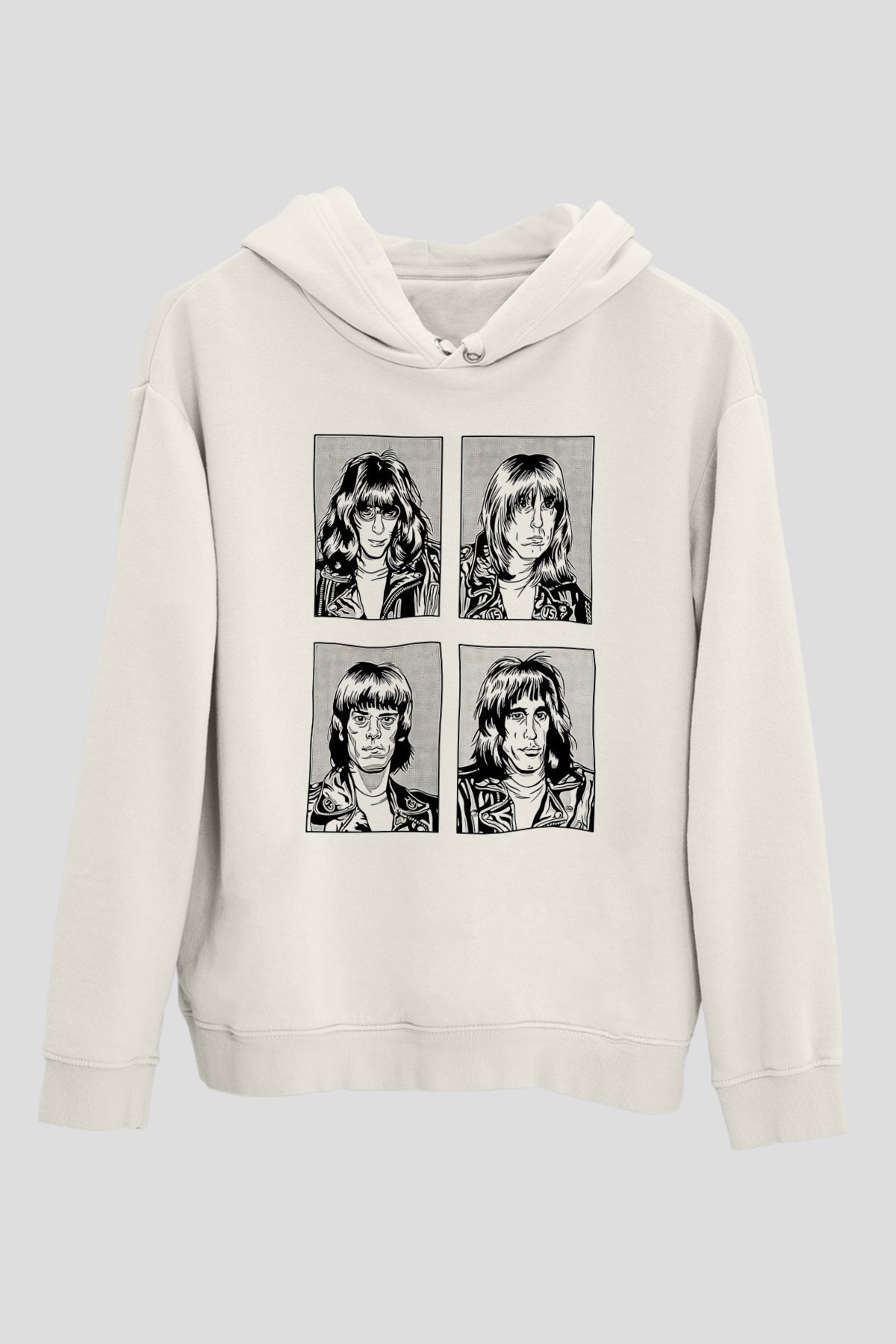 Ramones Beyaz Unisex Kapüşonlu Sweatshirt