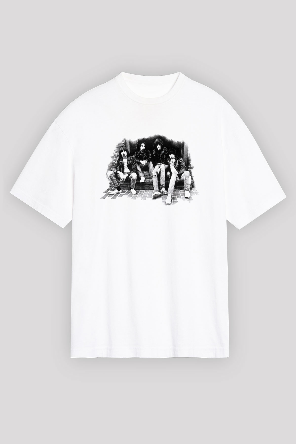 Ramones Beyaz Unisex Oversize Tişört T-Shirt