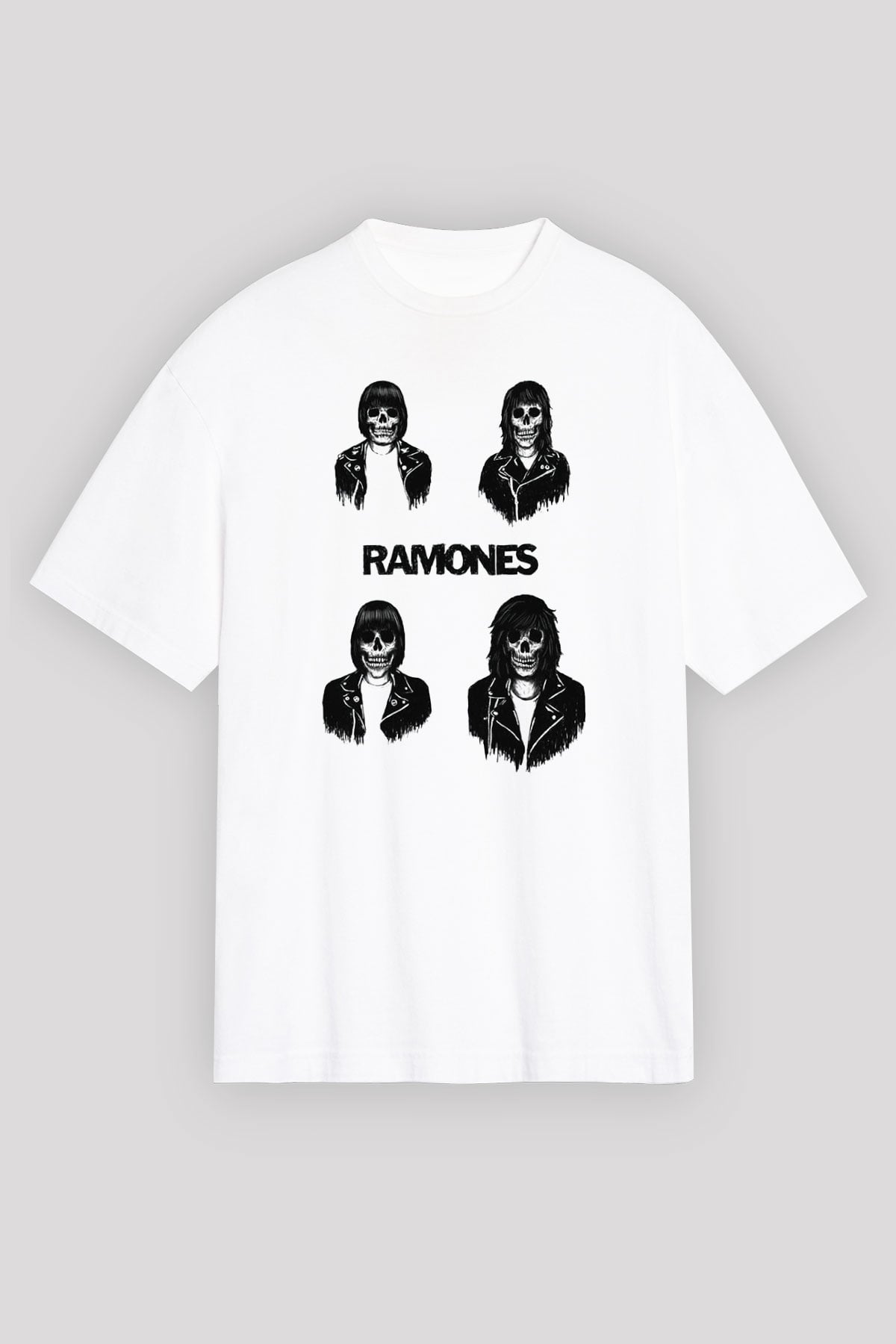 Ramones Beyaz Unisex Oversize Tişört T-Shirt