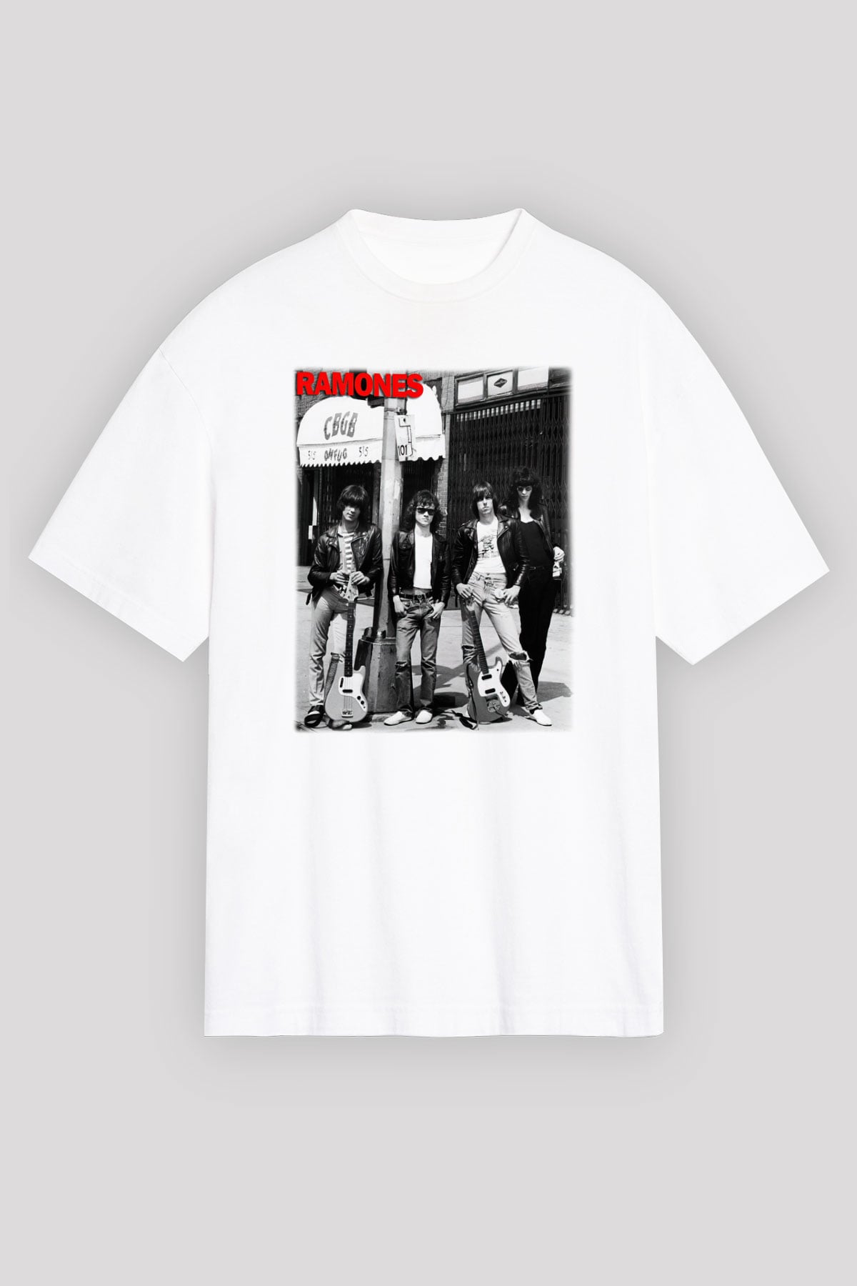 Ramones Beyaz Unisex Oversize Tişört T-Shirt