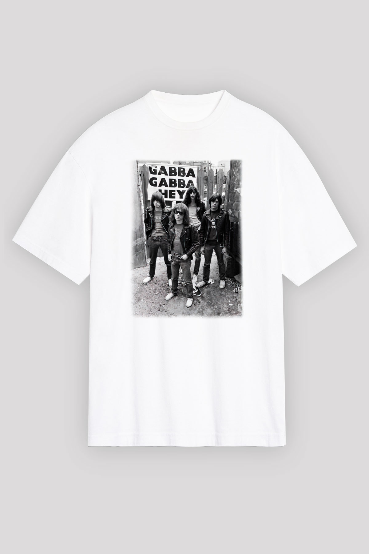 Ramones Beyaz Unisex Oversize Tişört T-Shirt