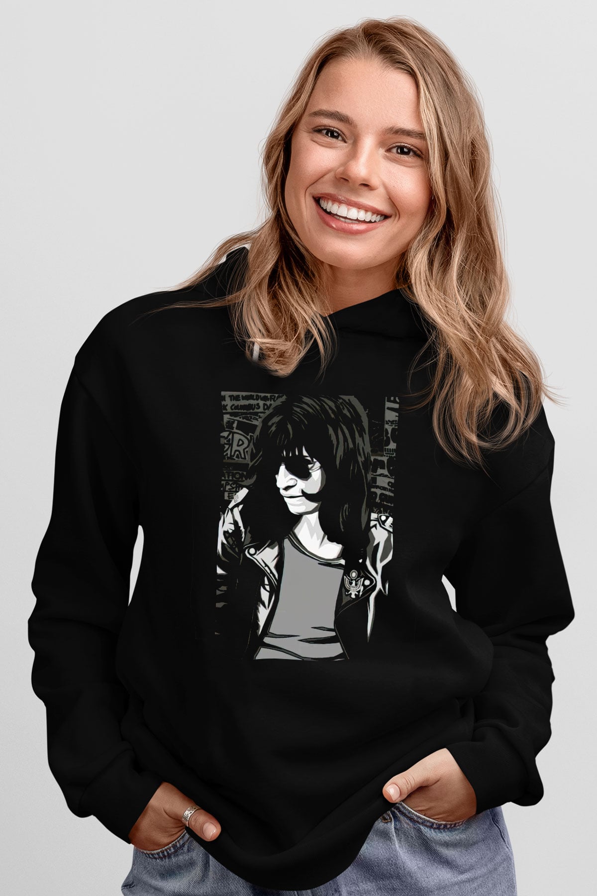 Ramones Siyah Unisex Kapüşonlu Sweatshirt