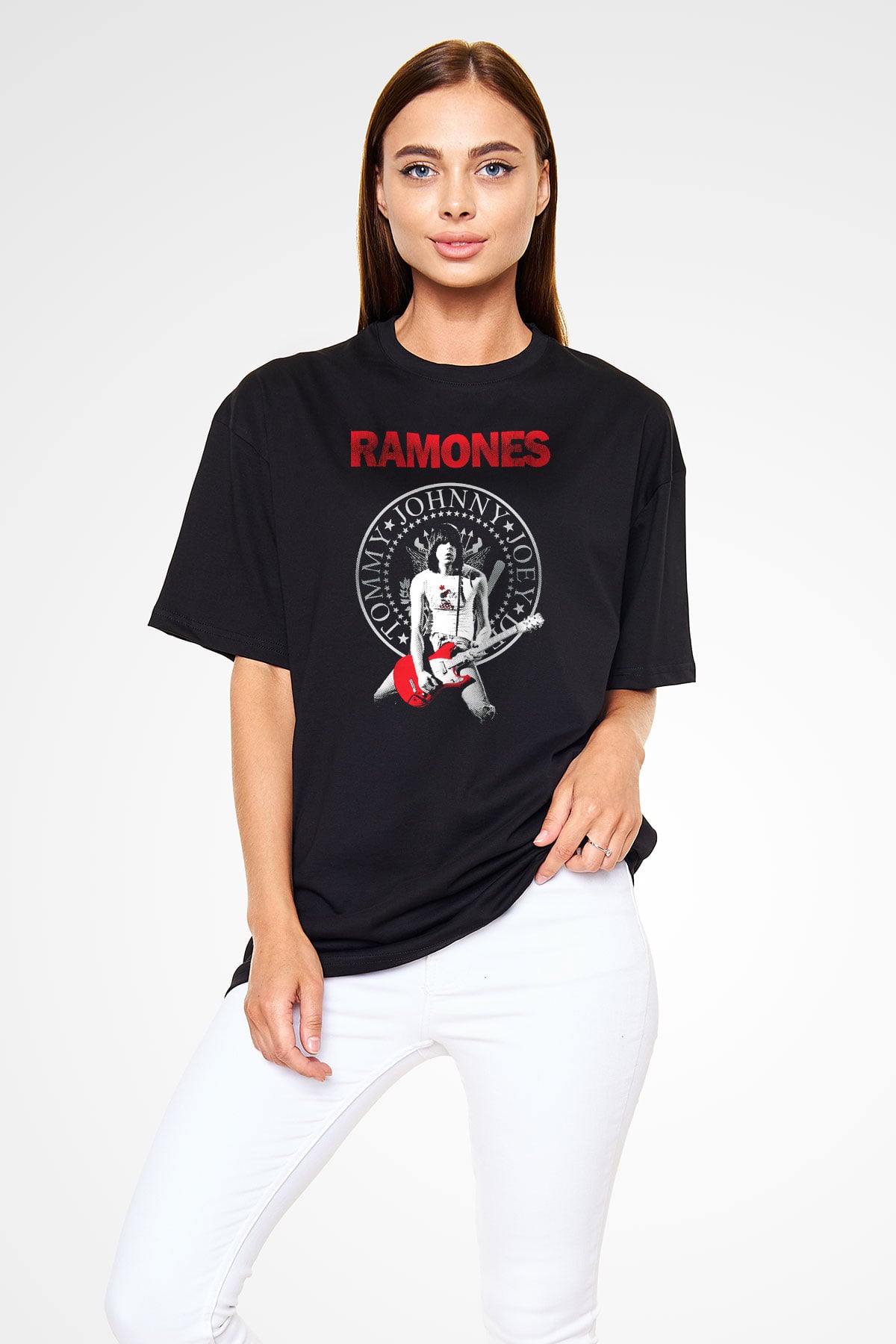 Ramones Siyah Unisex Oversize Tişört T-Shirt