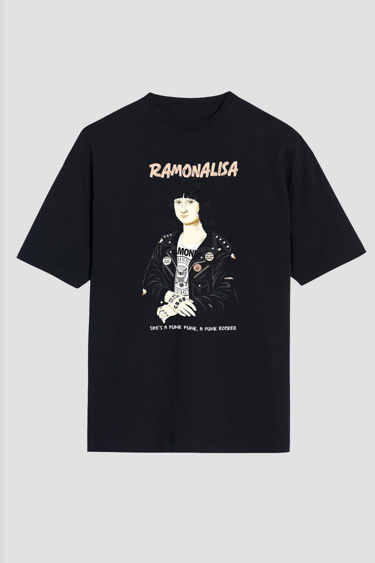 Ramones Siyah Unisex Oversize Tişört T-Shirt