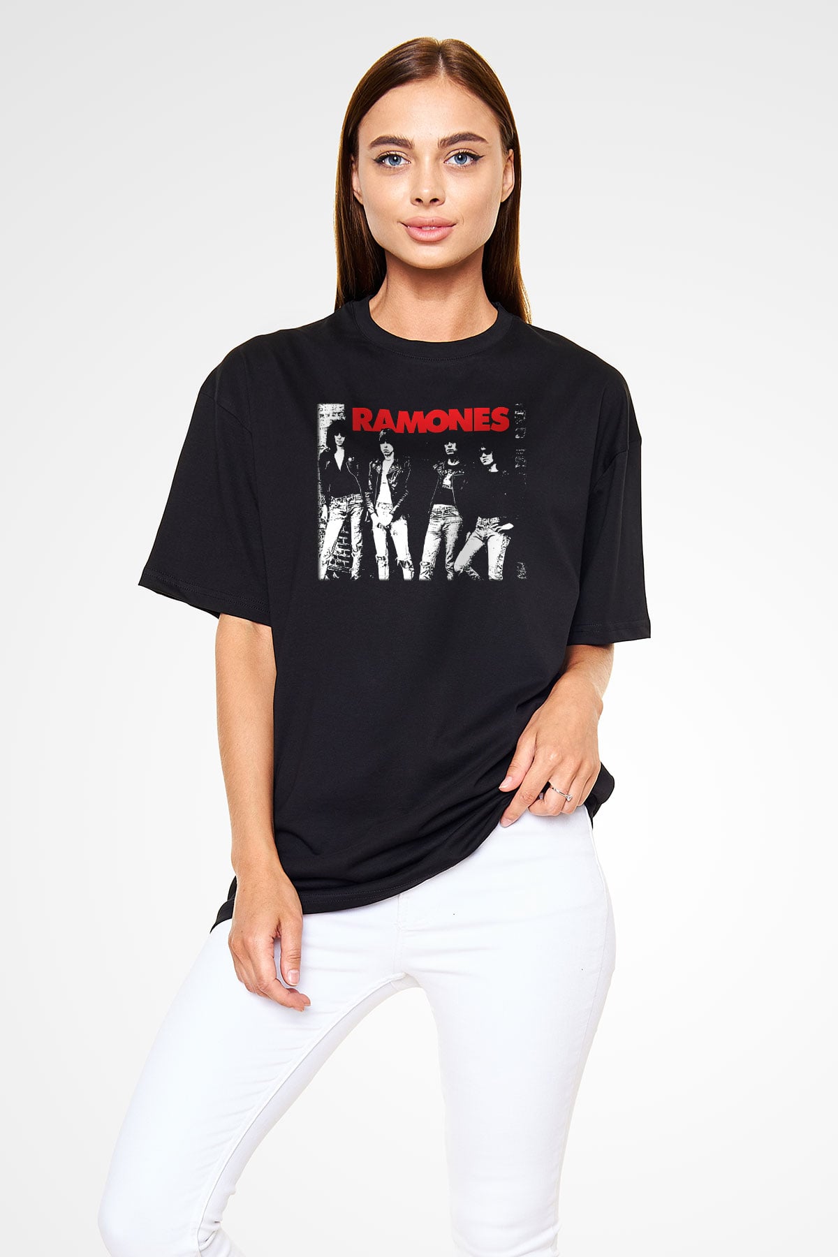 Ramones Siyah Unisex Oversize Tişört T-Shirt