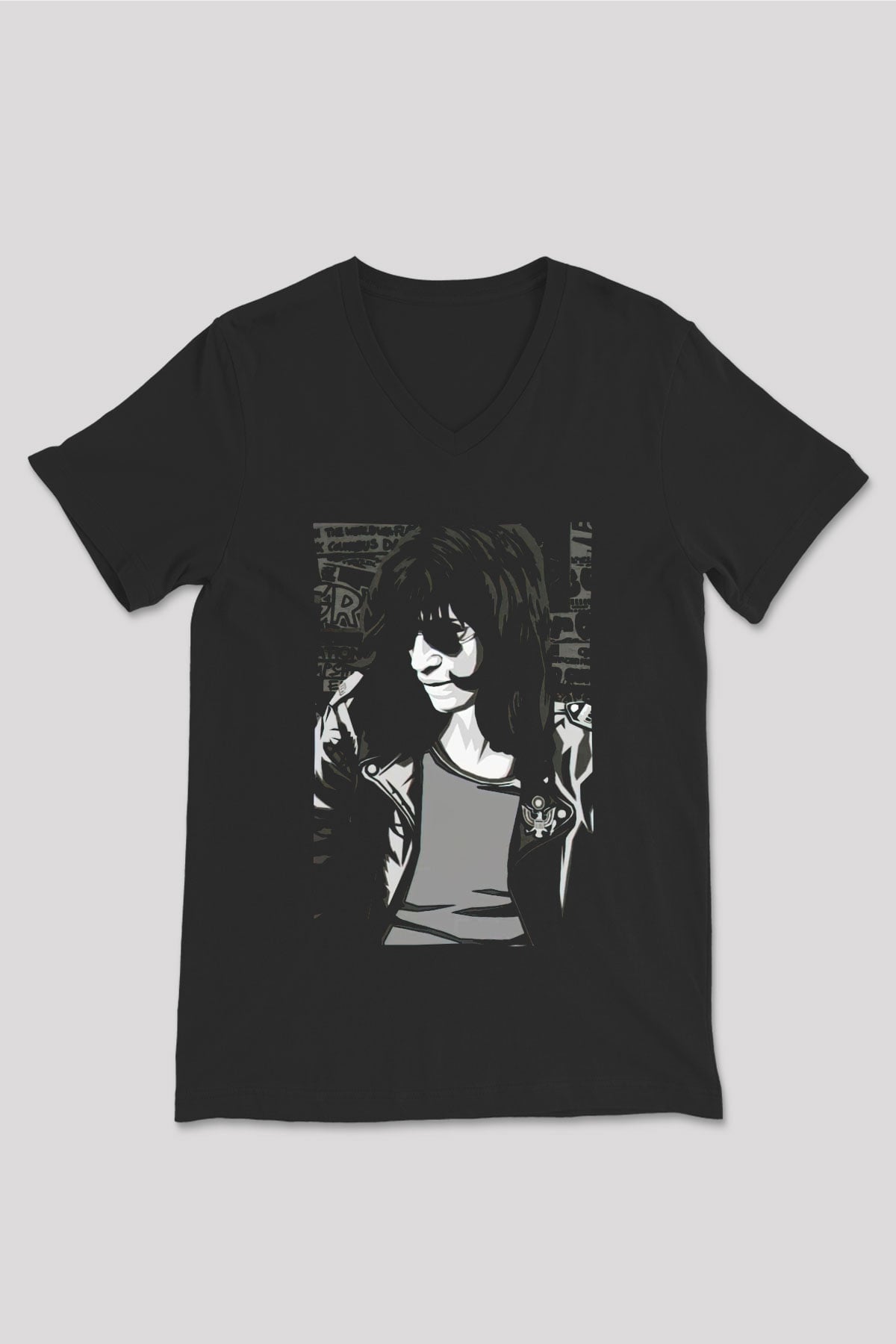 Ramones Siyah Unisex V Yaka Tişört
