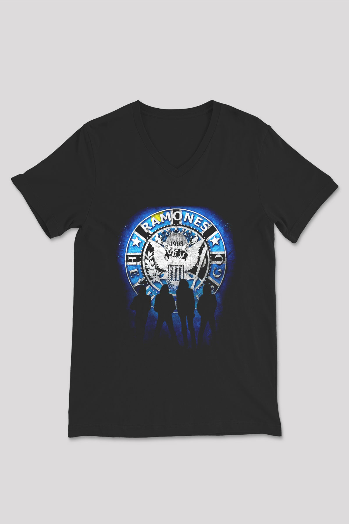 Ramones Siyah Unisex V Yaka Tişört T-Shirt