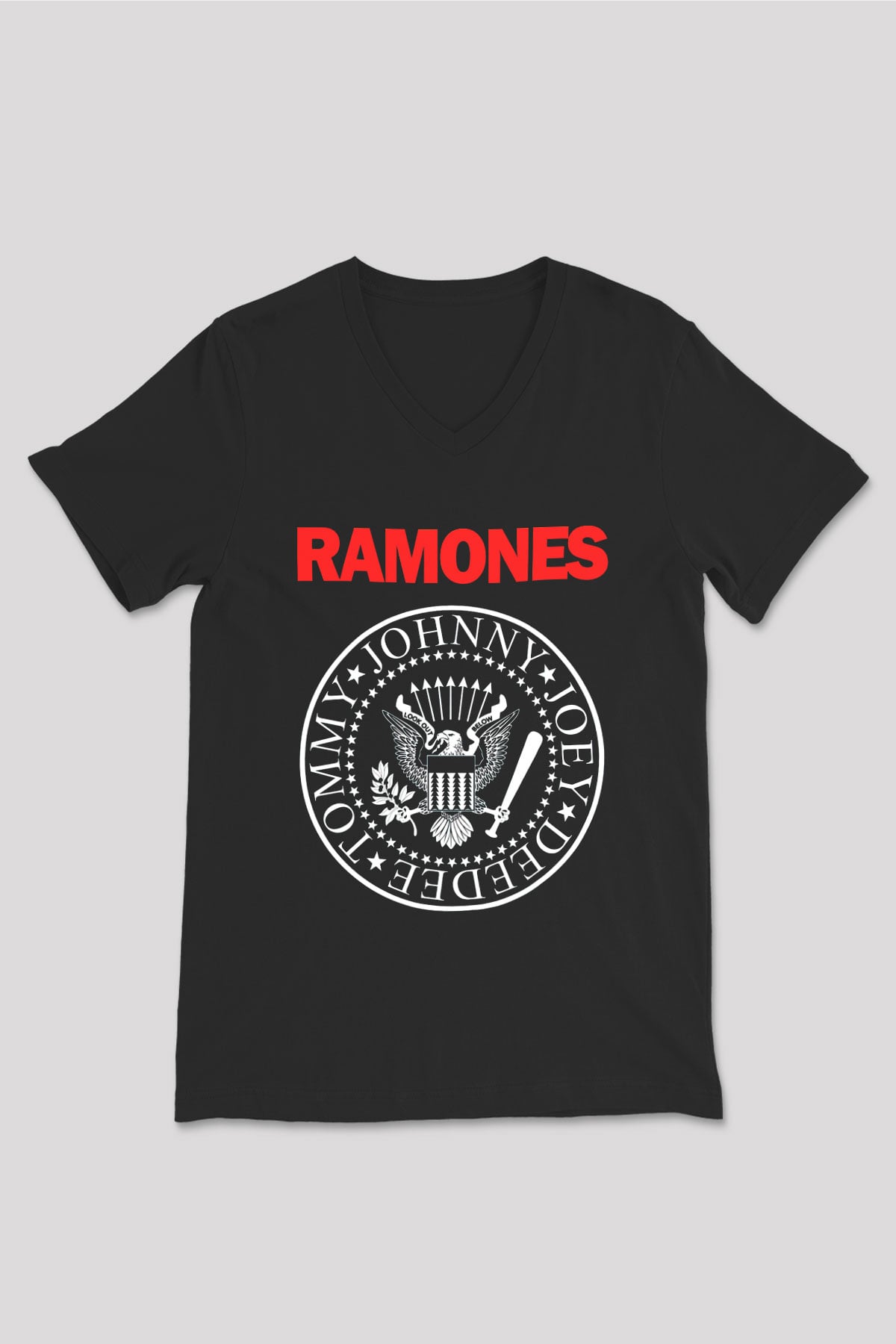 Ramones Siyah Unisex V Yaka Tişört T-Shirt