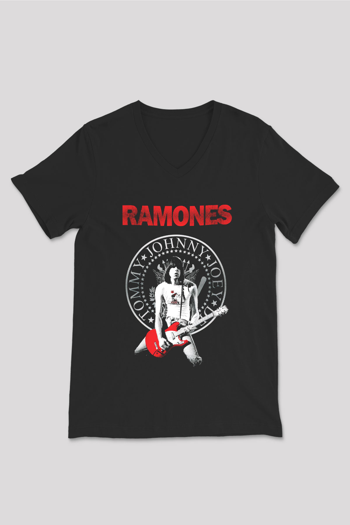 Ramones Siyah Unisex V Yaka Tişört T-Shirt