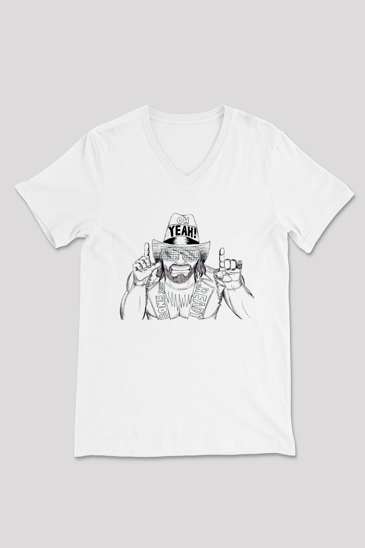 Randy Savage Beyaz Unisex  V Yaka Tişört