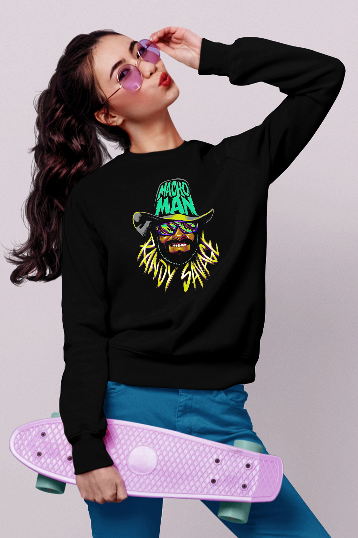 Randy Savage Siyah Unisex  Sweatshirt