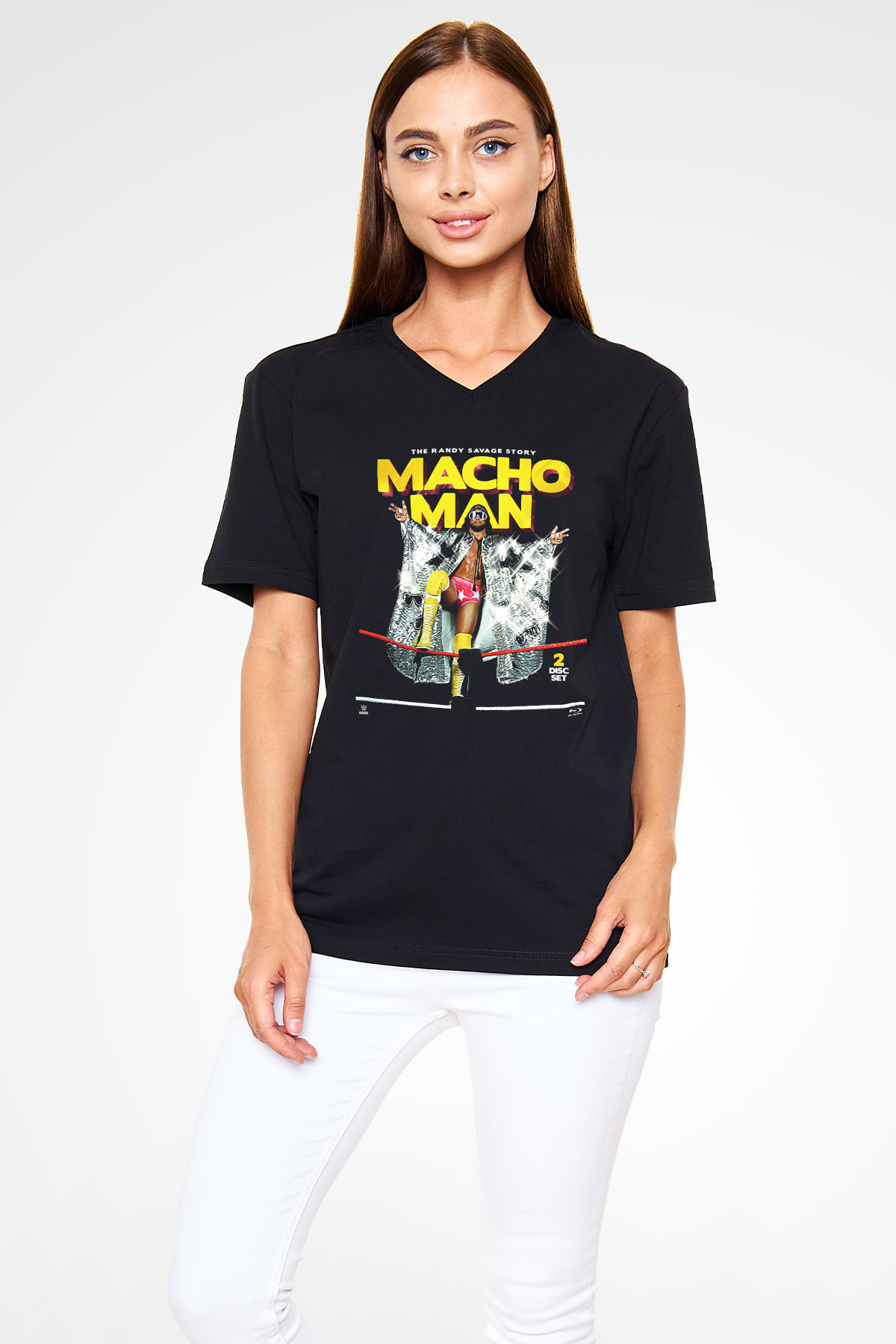 Randy Savage Siyah Unisex V Yaka Tişört