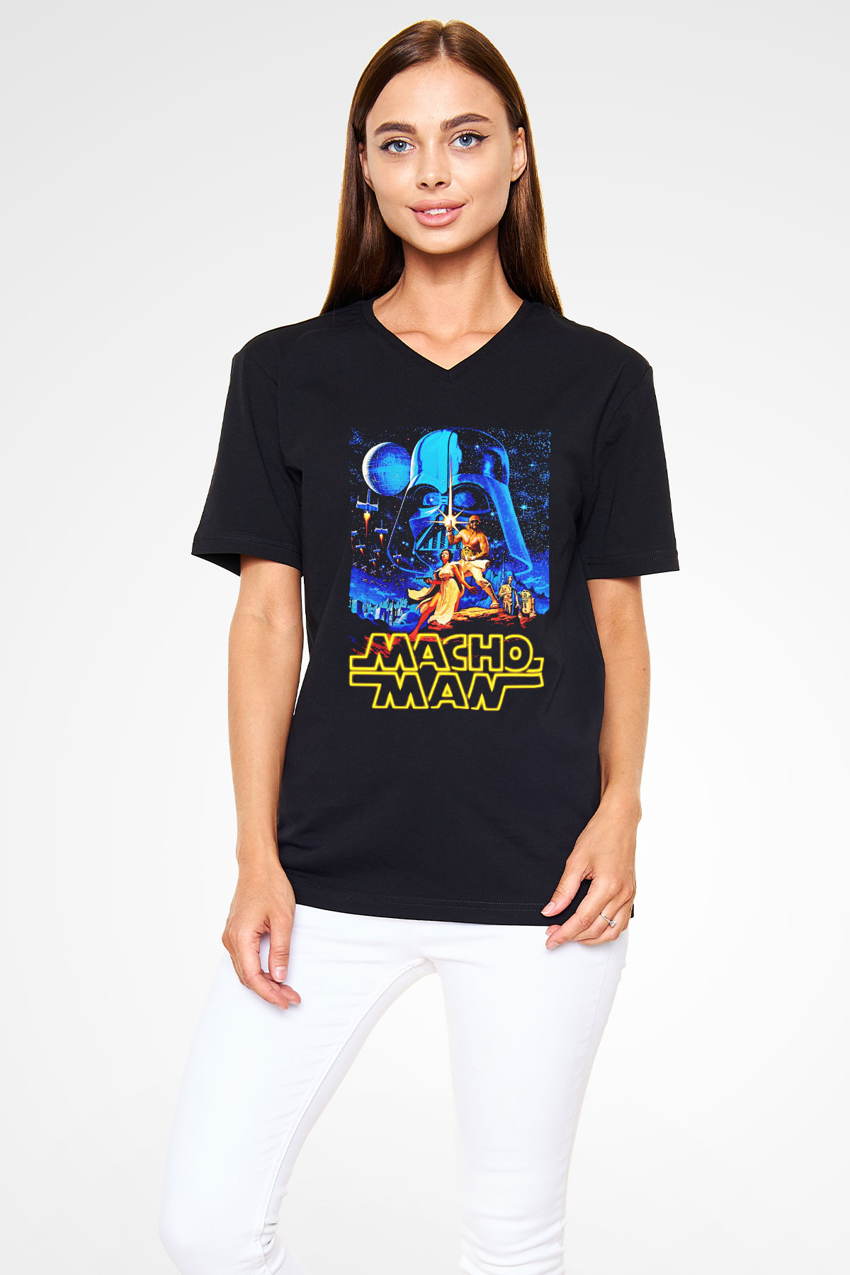 Randy Savage Siyah Unisex V Yaka Tişört