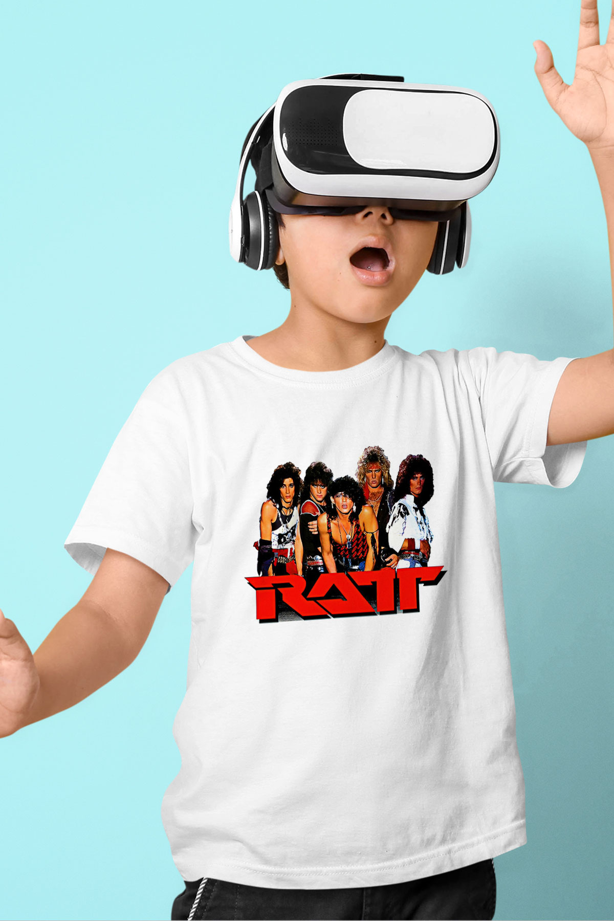 Ratt Baskılı Beyaz Unisex Beyaz Çocuk Tişört - Tshirt