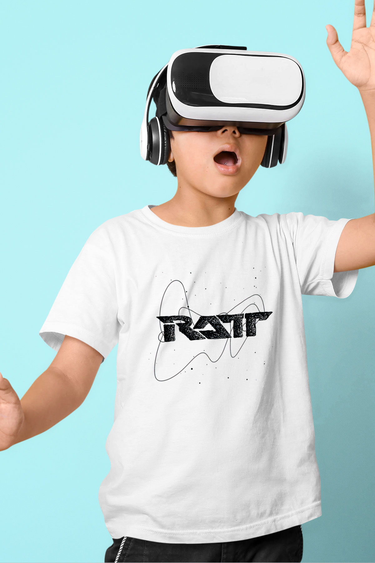 Ratt Baskılı Beyaz Unisex Beyaz Çocuk Tişört - Tshirt