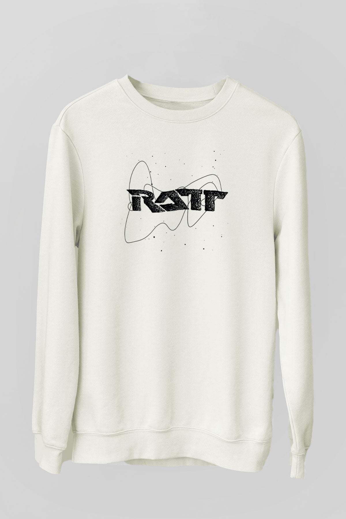 Ratt Baskılı Beyaz Unisex Sweatshirt
