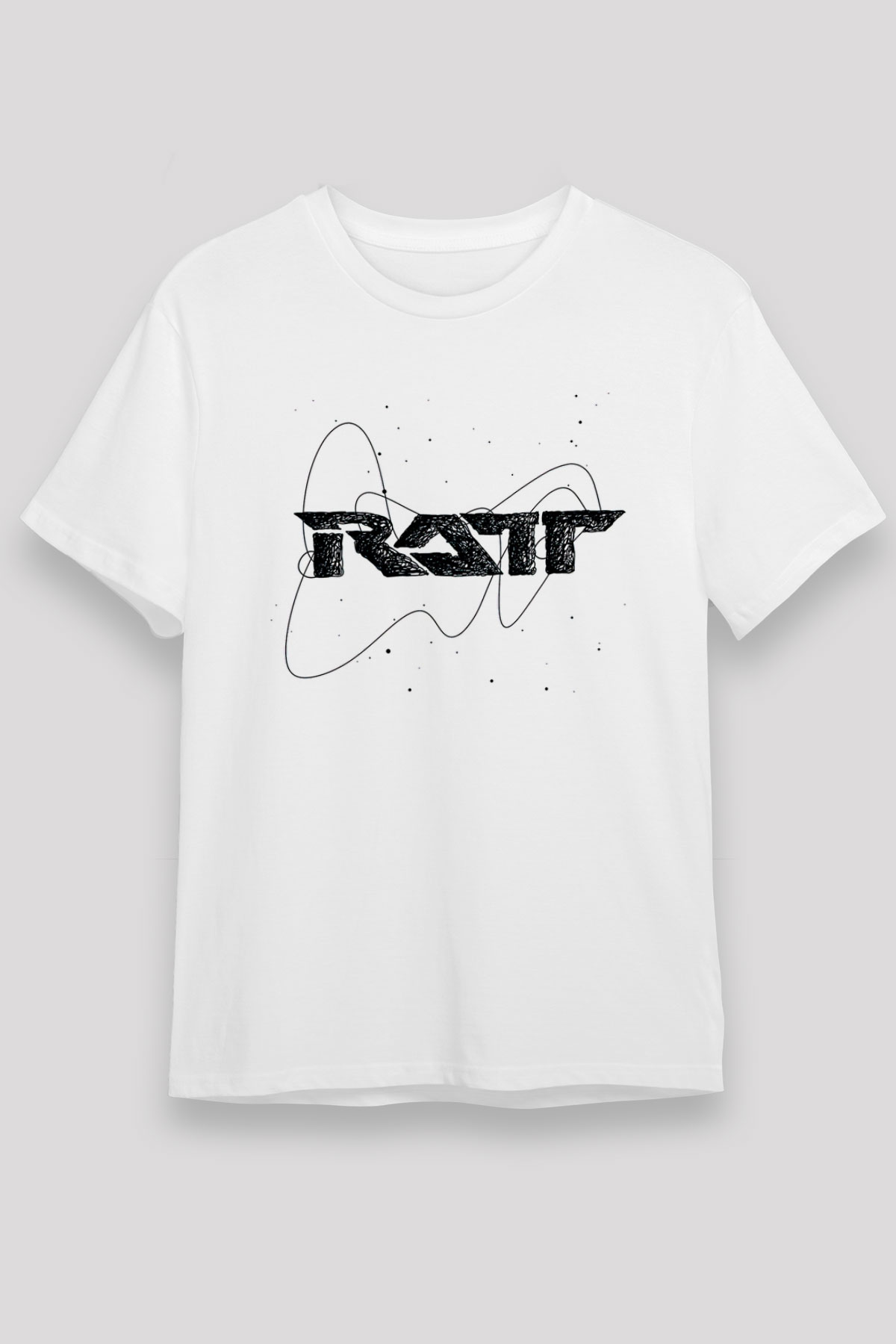 Ratt Baskılı Unisex Beyaz Tişört - Tshirt