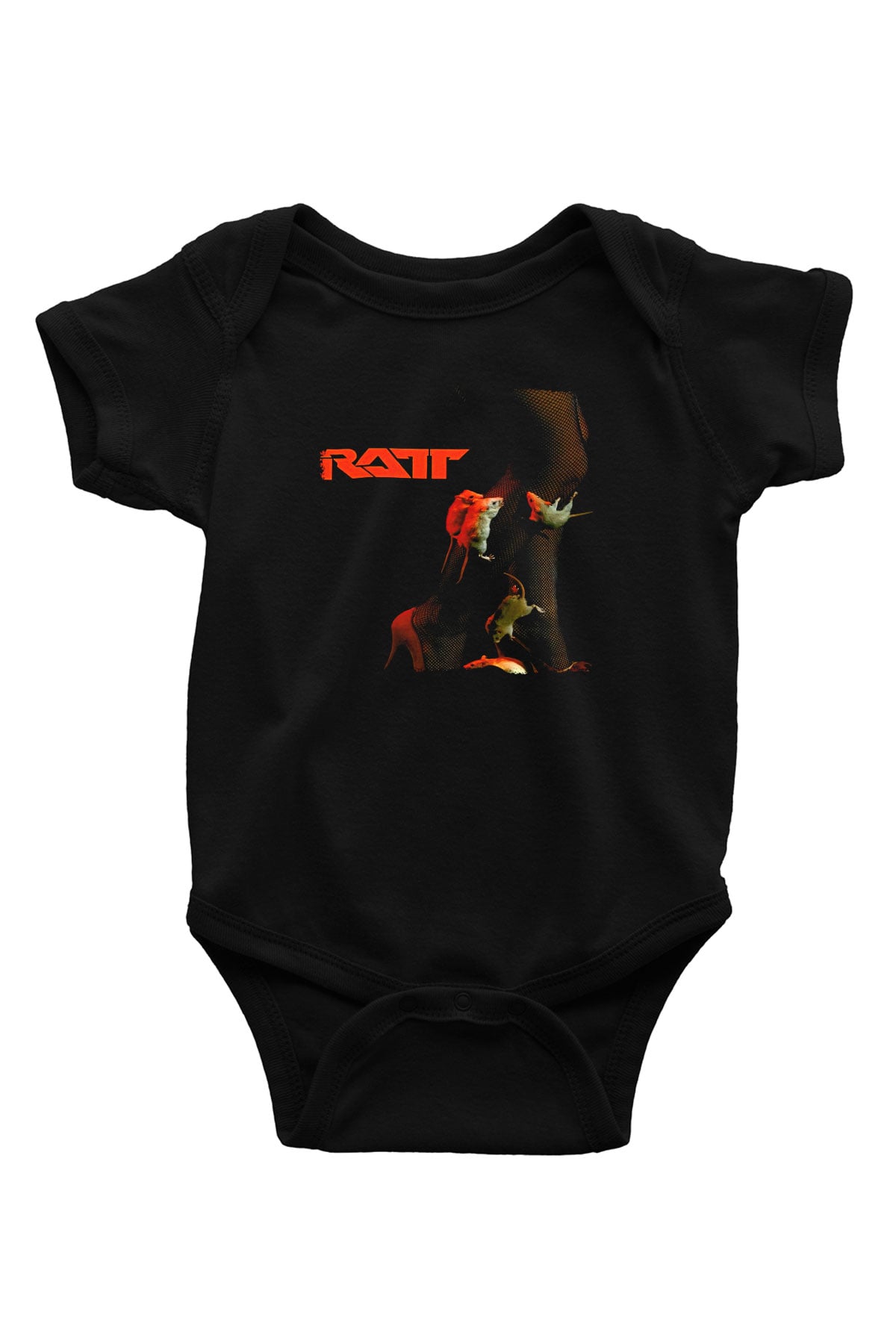 Ratt Baskılı Unisex Siyah Bebek Body - Zıbın