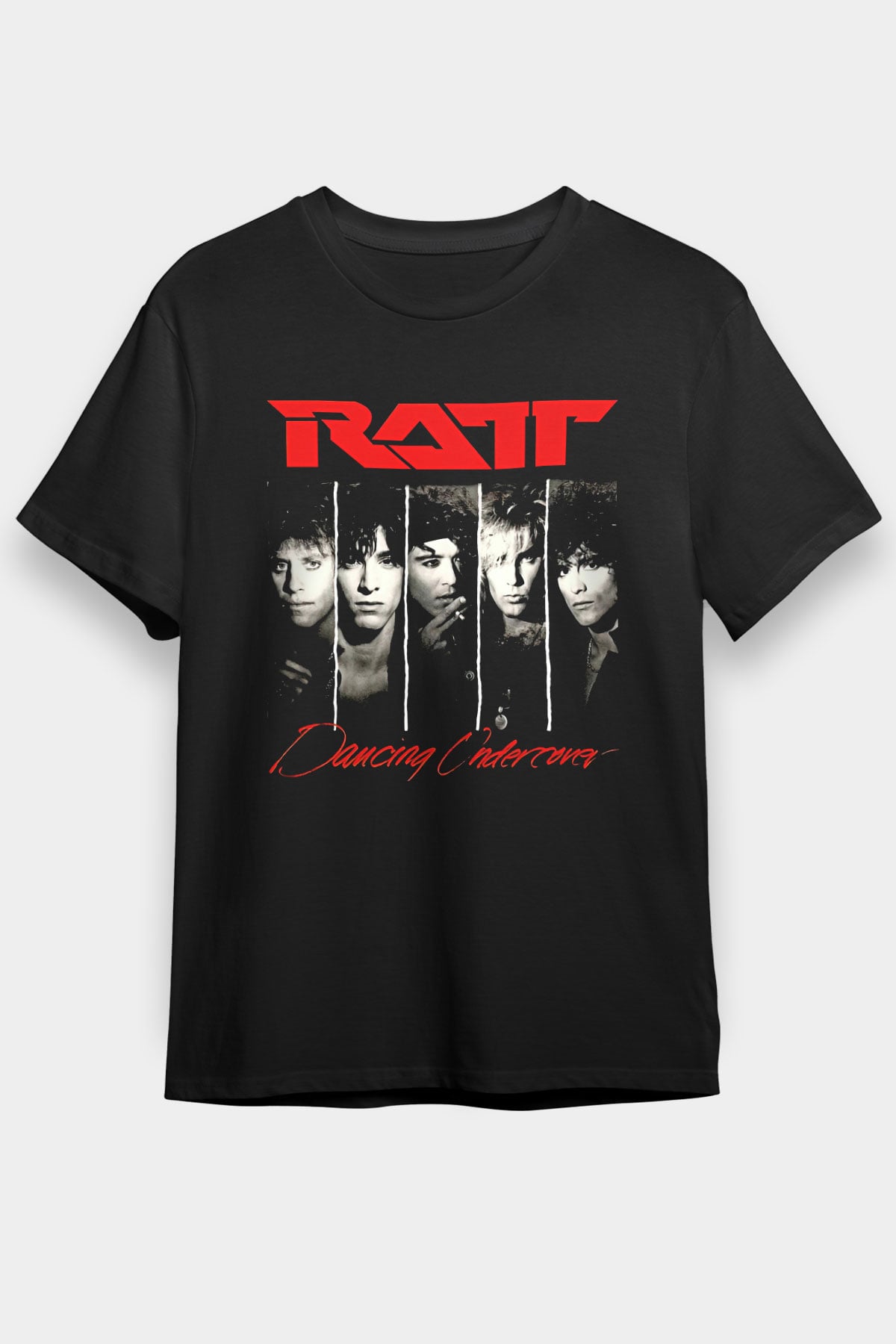 Ratt Baskılı Unisex Siyah Tişört - Tshirt