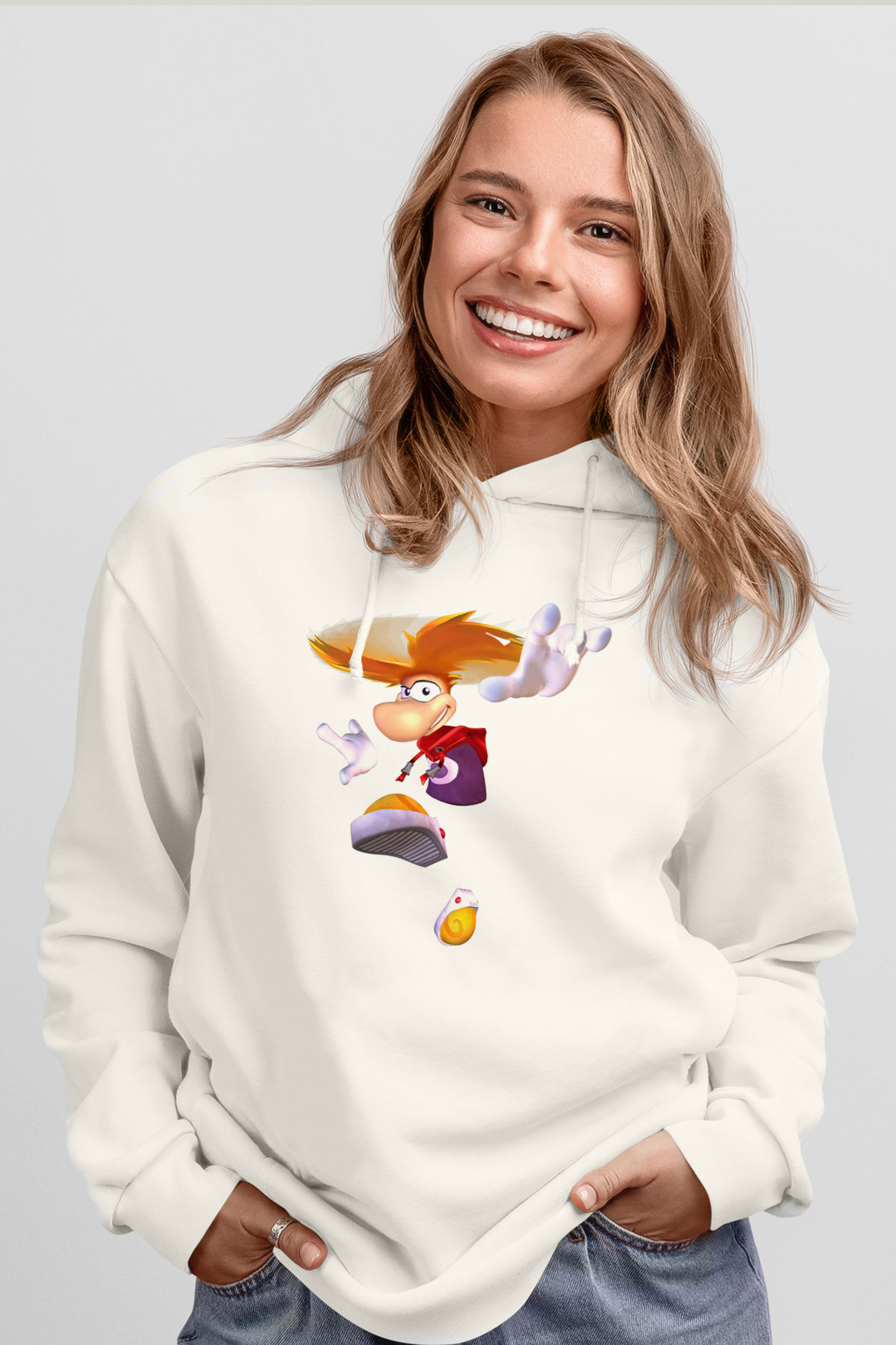 Rayman Beyaz Unisex Hoodie