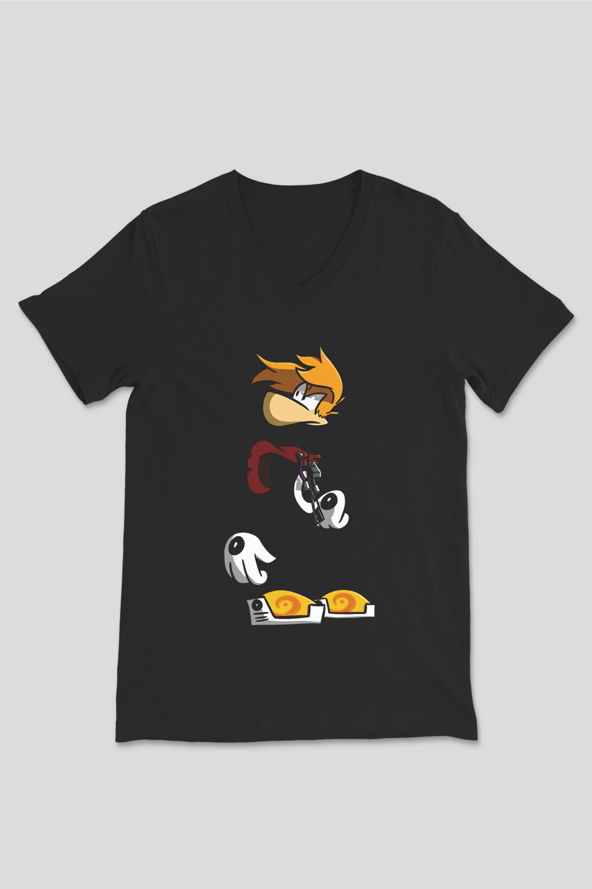 Rayman Siyah Unisex V Yaka Tişört