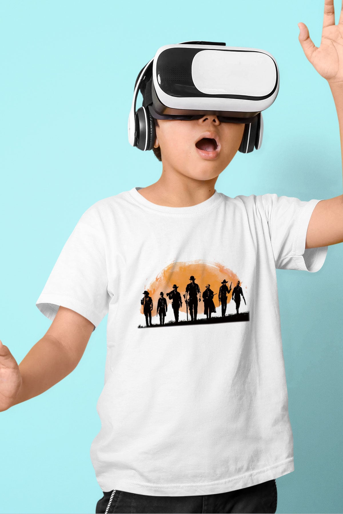Red Dead Redemption Baskılı Beyaz Unisex Çocuk Tişört