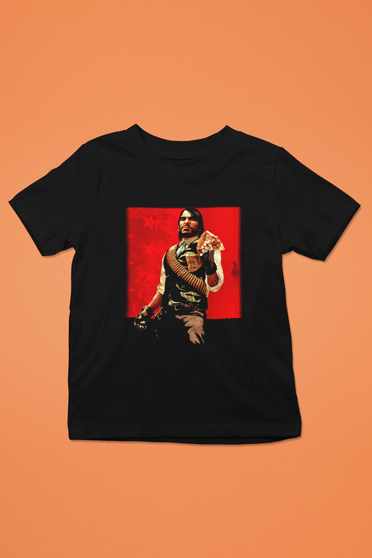 Red Dead Redemption Baskılı Siyah Unisex Çocuk Tişört