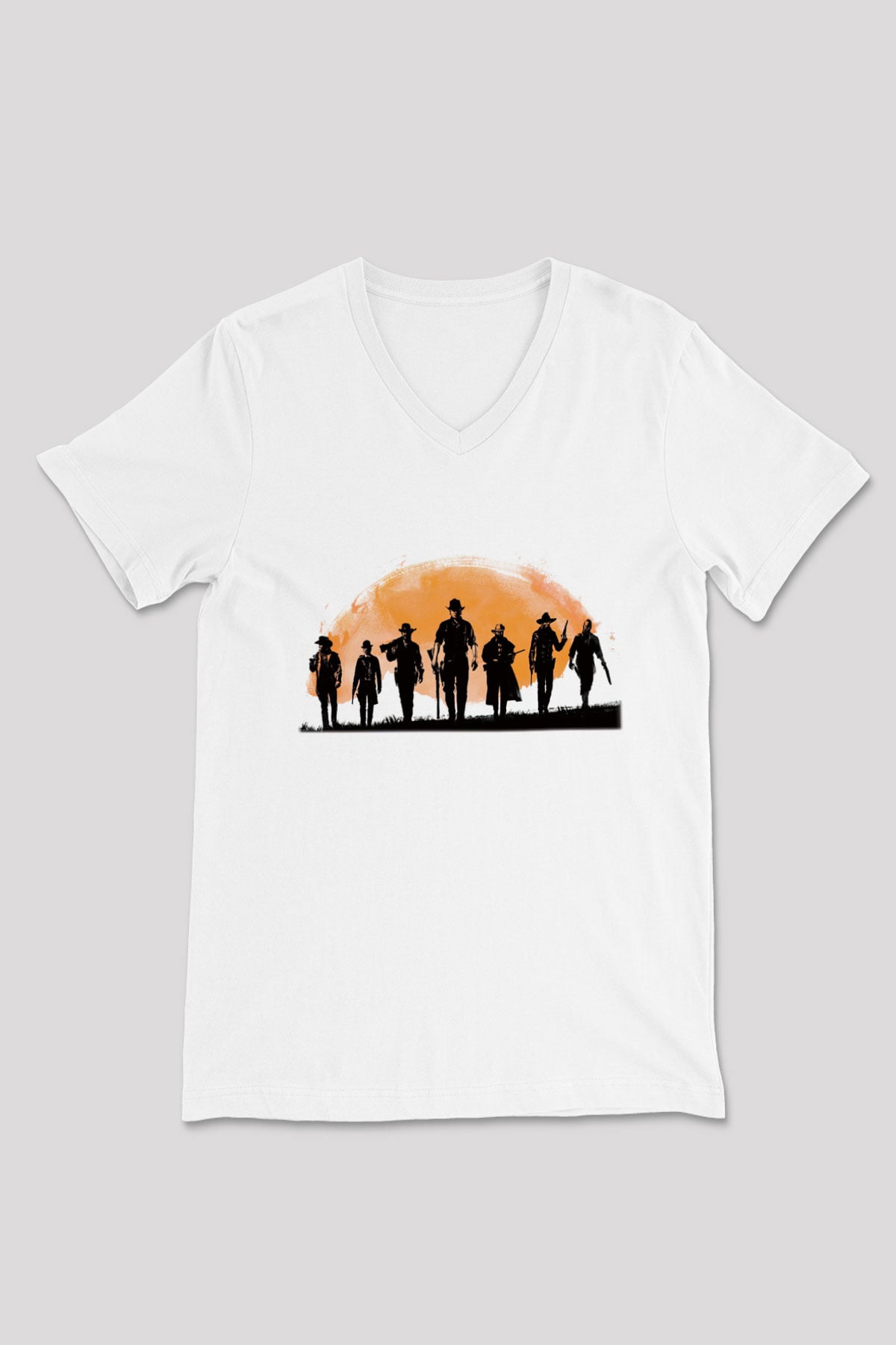 Red Dead Redemption Beyaz Unisex V Yaka Tişört T-Shirt