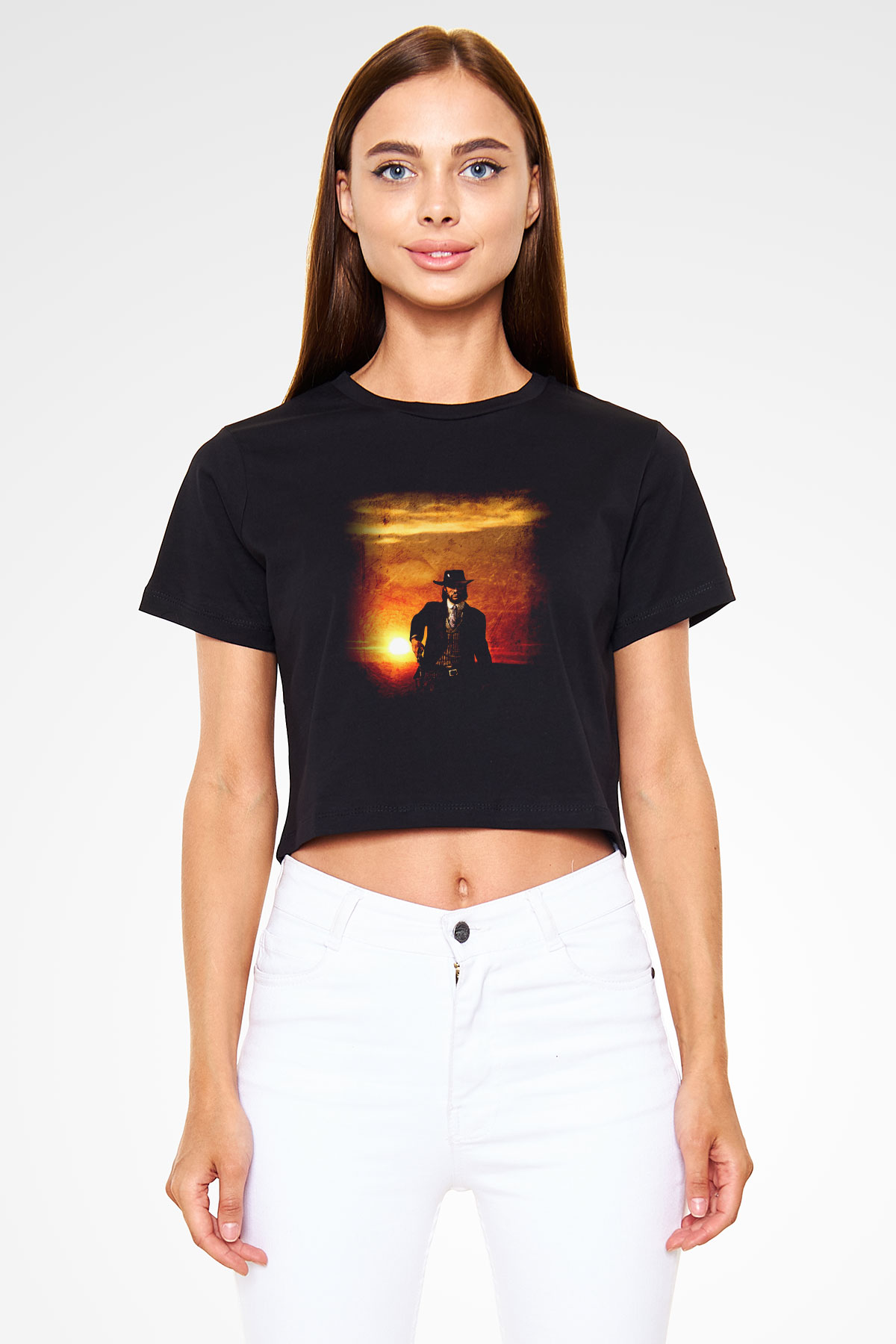 Red Dead Redemption Siyah Crop Top Tişört