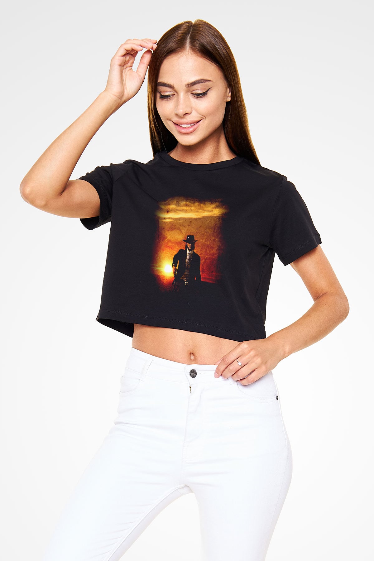 Red Dead Redemption Siyah Crop Top Tişört