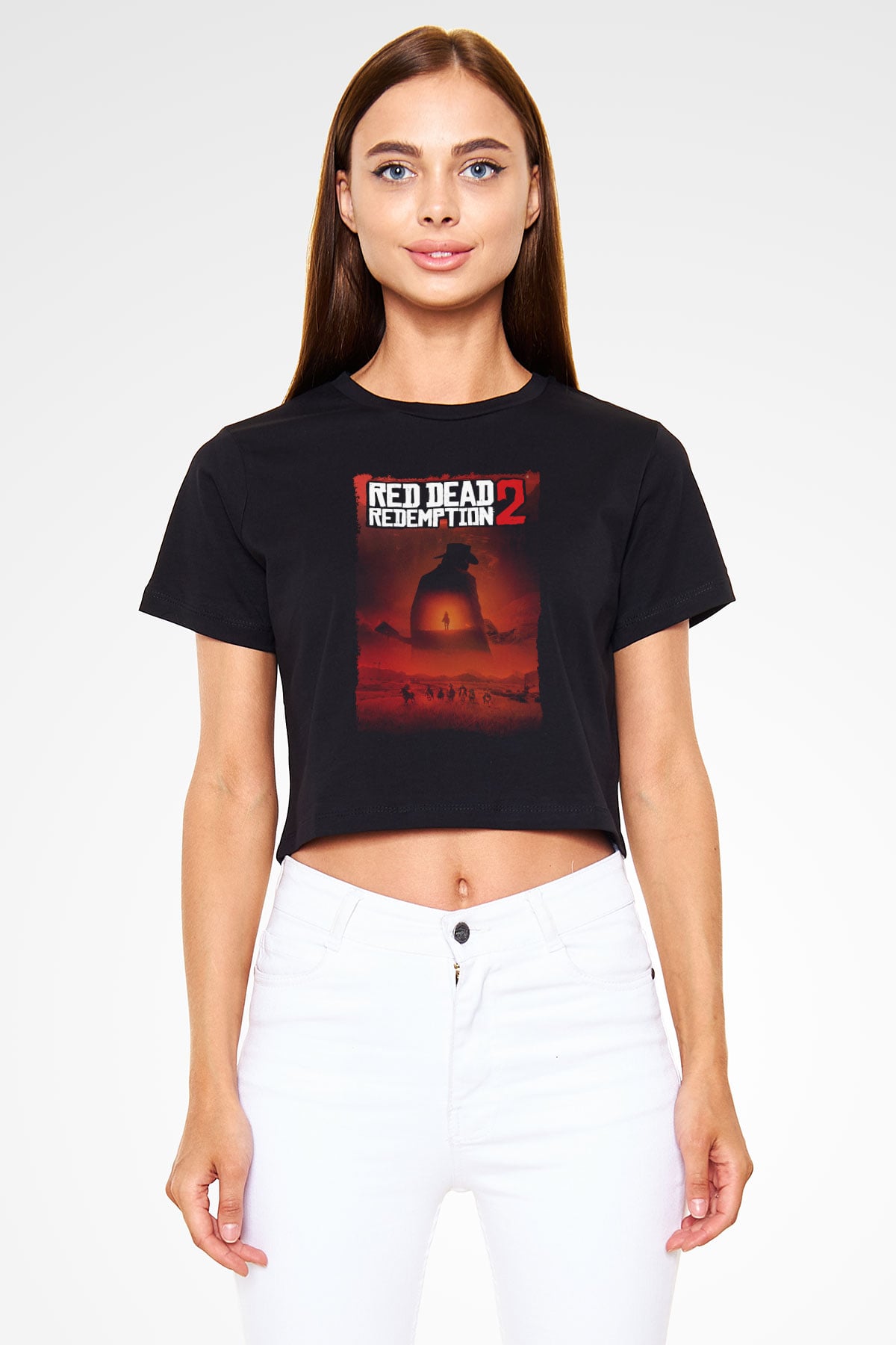 Red Dead Redemption Siyah  Crop Top Tişört