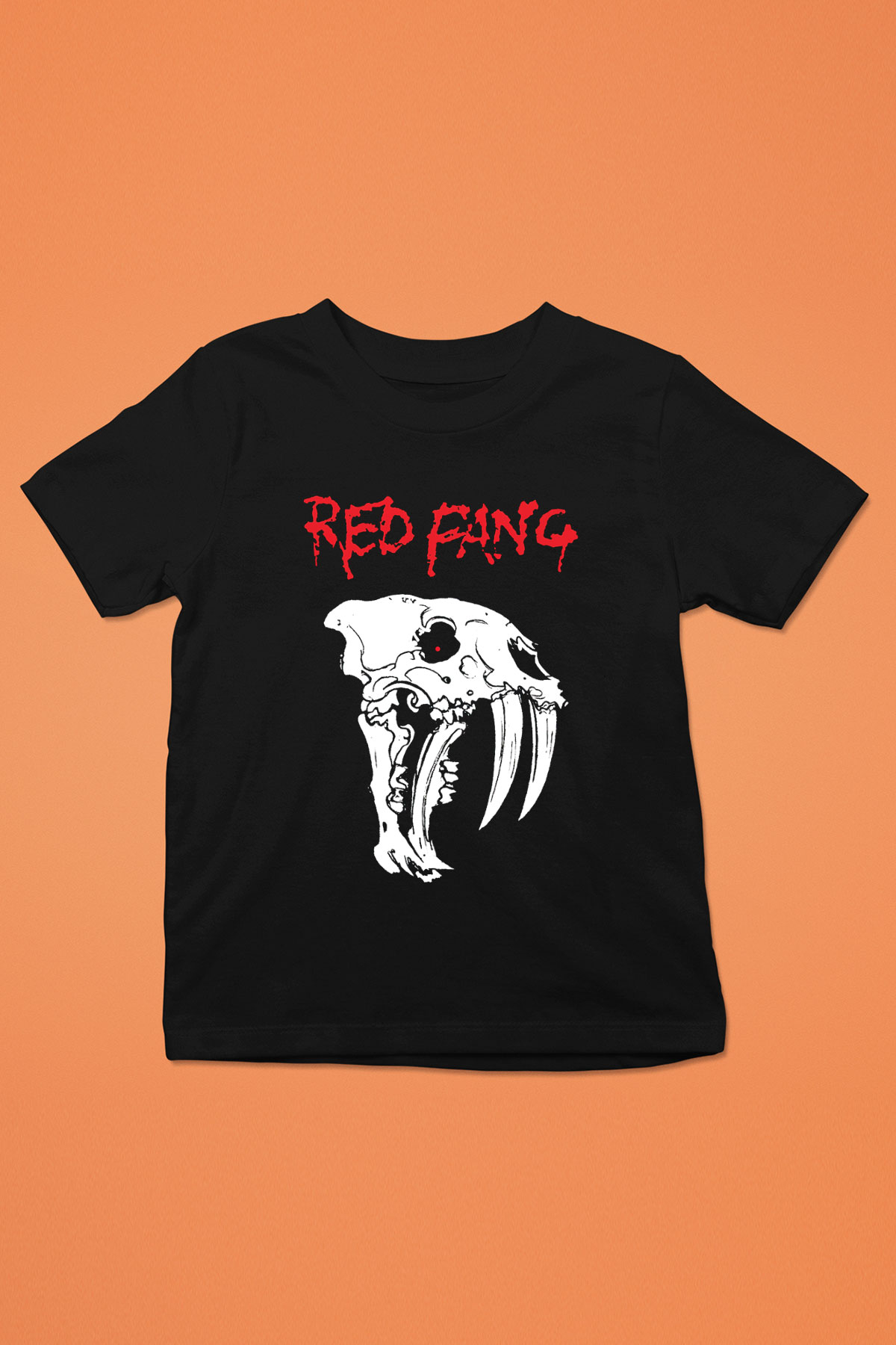 Red Fang Baskılı Siyah Unisex Çocuk Tişört