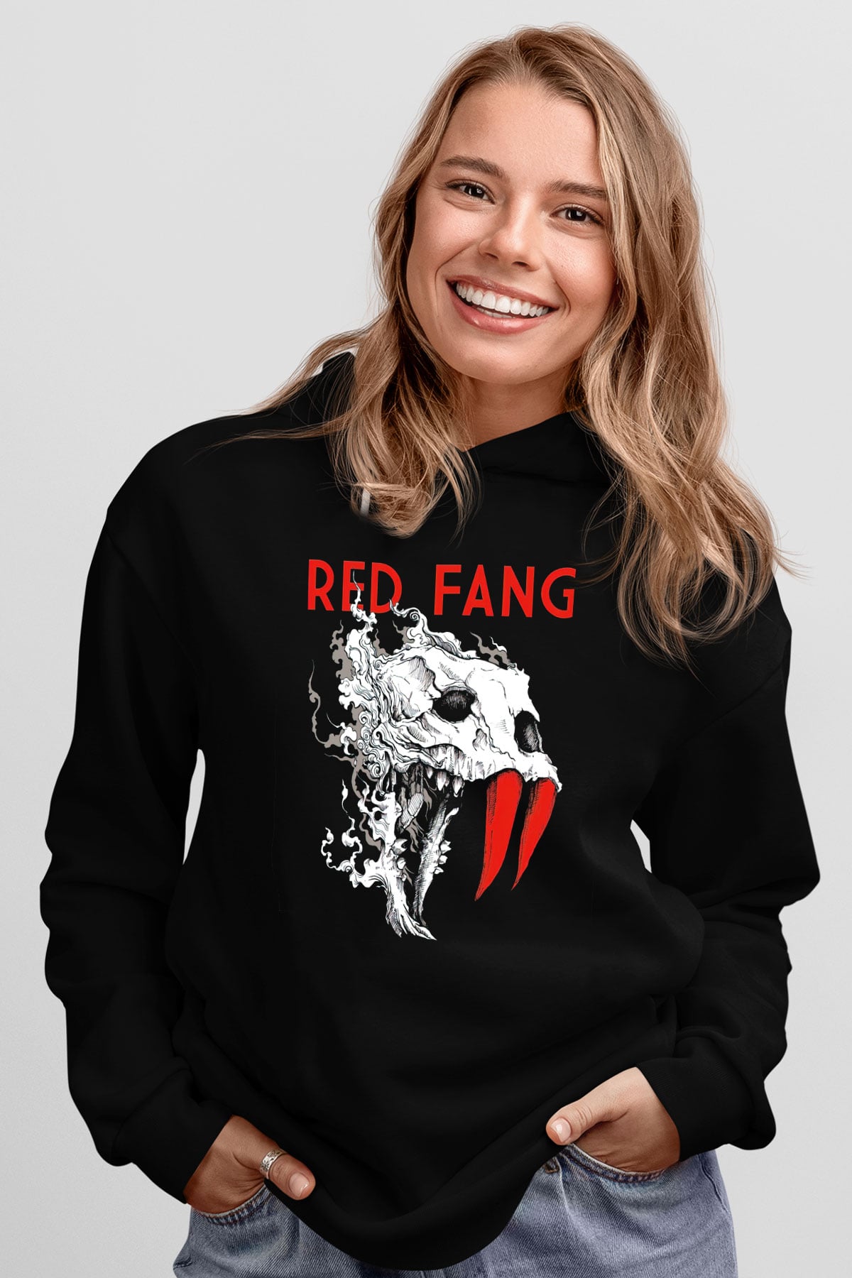 Red Fang Siyah Unisex Kapüşonlu Sweatshirt