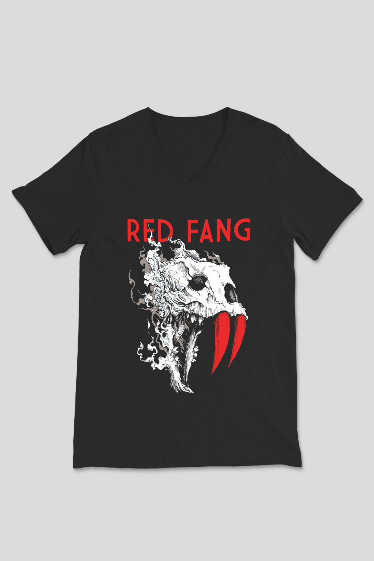 Red Fang Siyah Unisex V Yaka Tişört