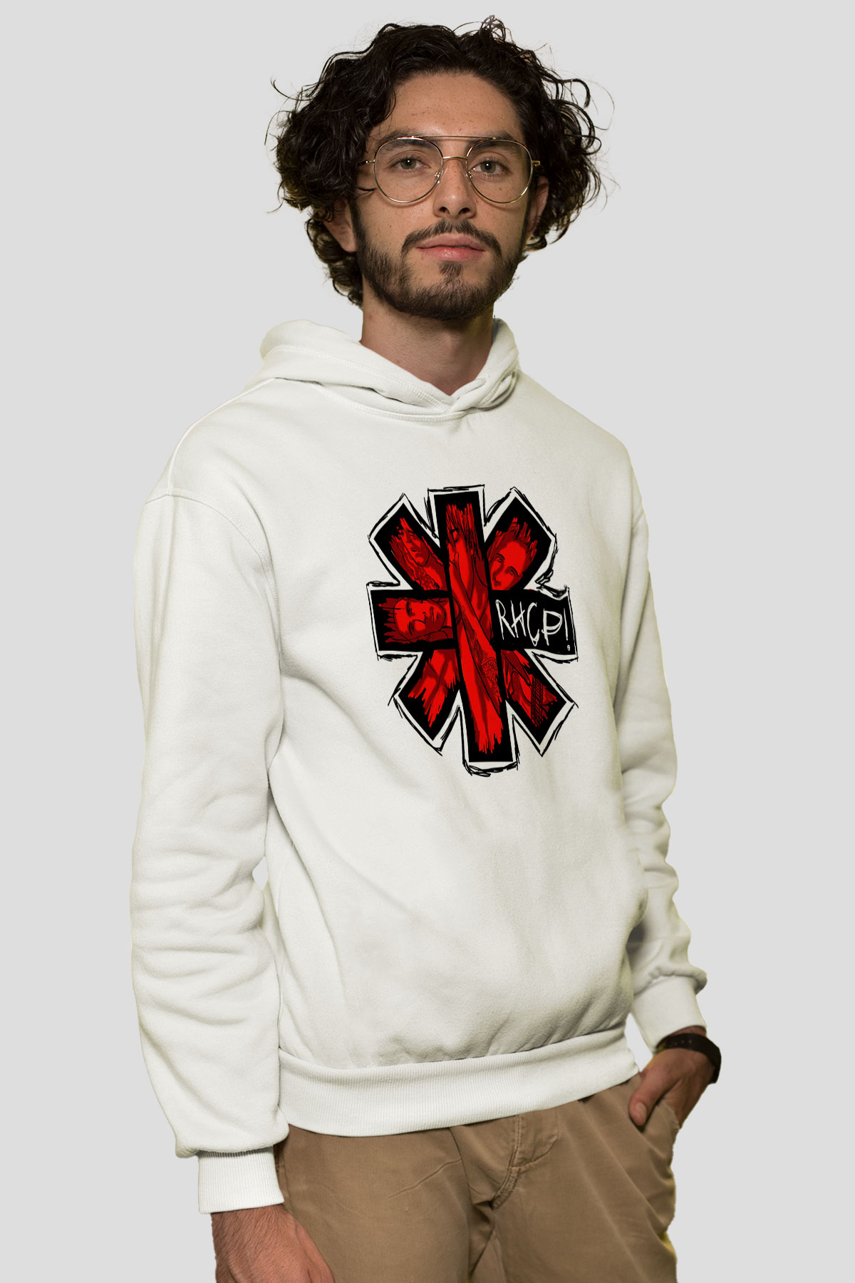 Red Hot Chili Peppers Beyaz Unisex Kapşonlu Sweatshirt