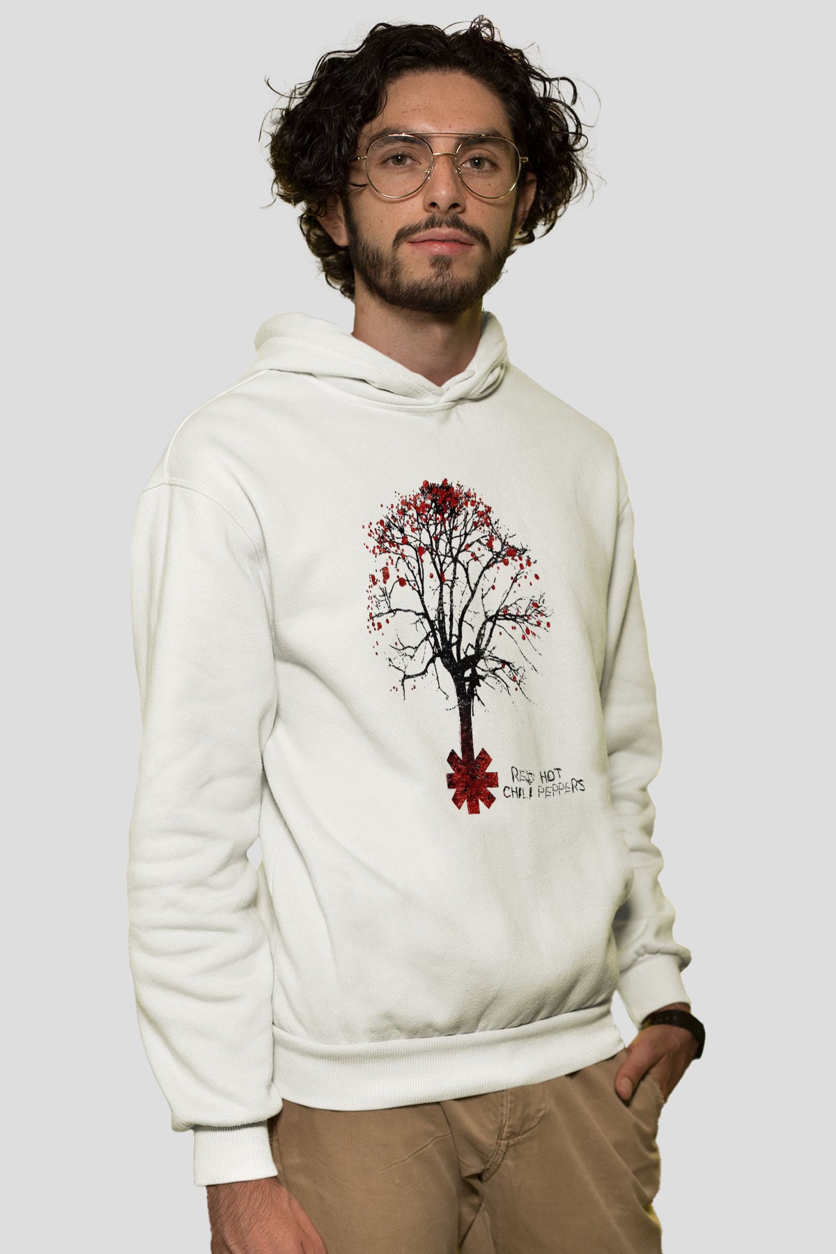 Red Hot Chili Peppers Beyaz Unisex Kapşonlu Sweatshirt