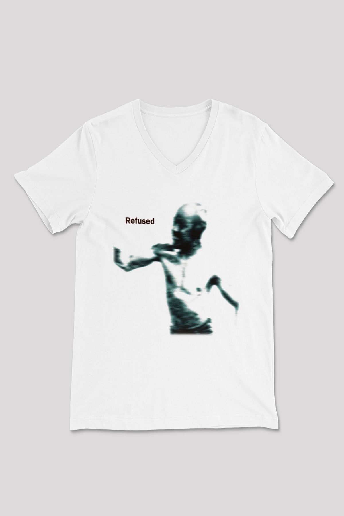 Refused Beyaz Unisex V Yaka Tişört T-Shirt