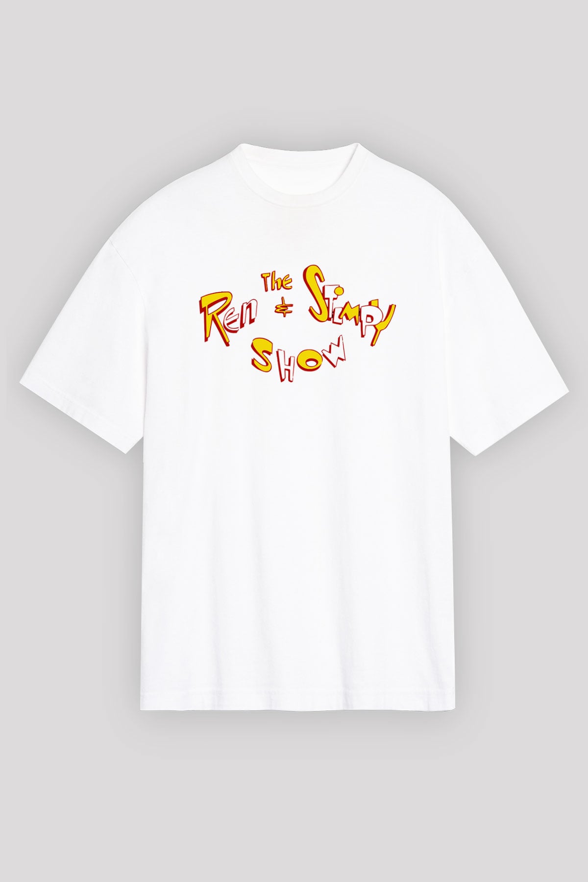 Ren and Stimpy Show Beyaz Unisex Oversize Tişört T-Shirt