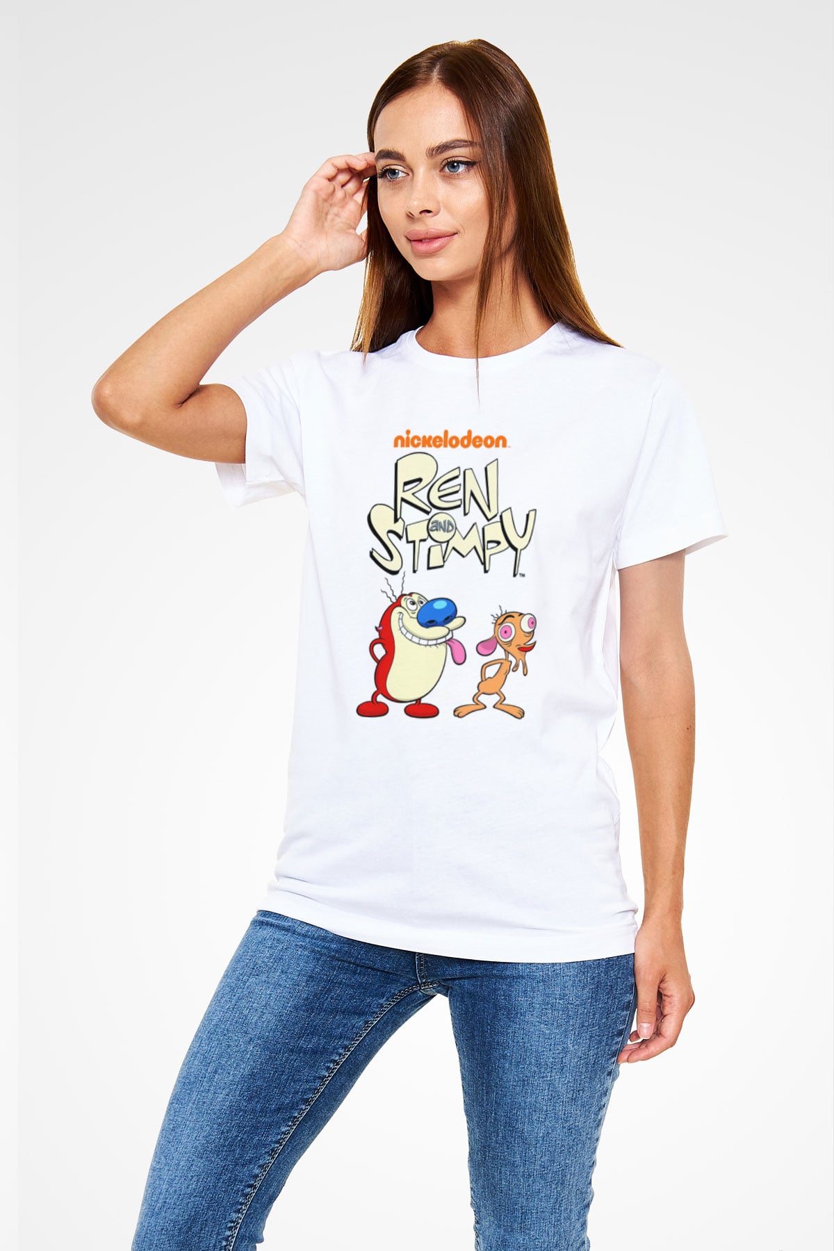 Ren and Stimpy Show Beyaz Unisex Tişört T-Shirt